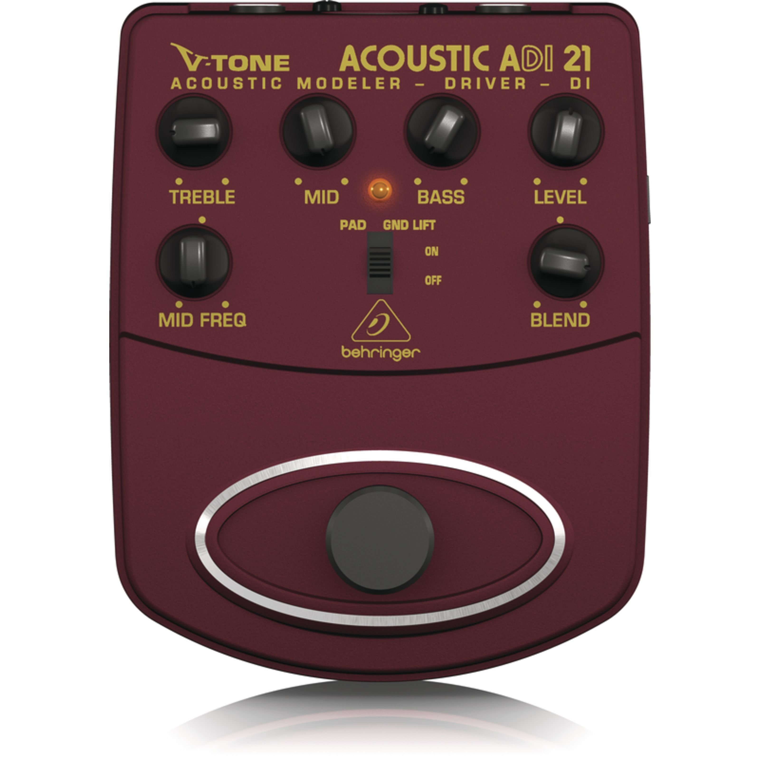 Behringer Musikinstrumentenpedal, (Akustikgitarren Verstärker, Effekte für Akustikgitarren Verstärker), ADI21 V-Tone Acoustic Driver DI - Effektgerät für Akustikgitarren