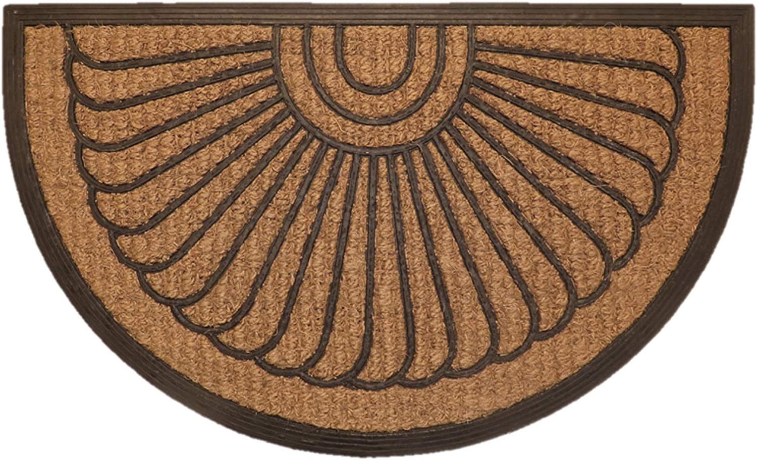 Fußmatte Structure, oKu-Tex, halbrund, Fußmatte, halbrund, Kokosmatte, Kokos, Gummi, außen, 45 x 75 cm, Muschel Kachel Ornamente