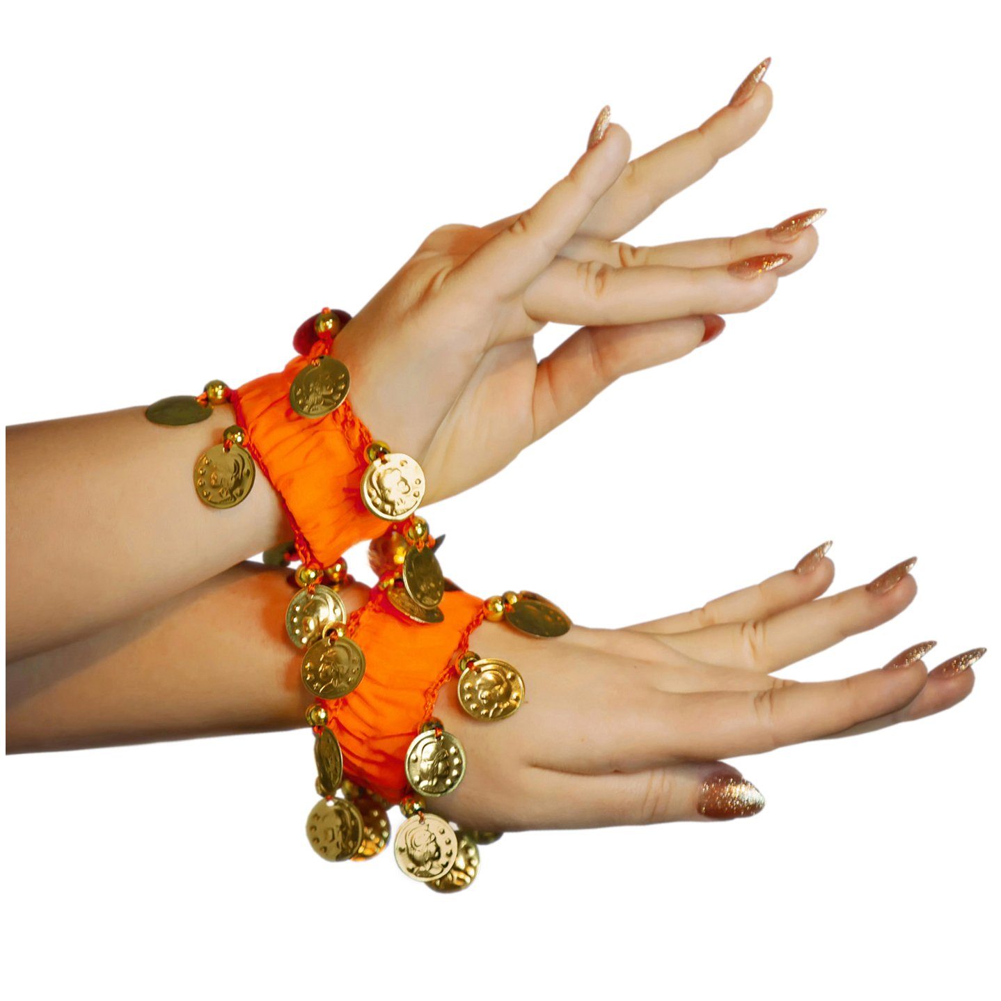Dance MyBeautyworld24 orange Belly Fasching Handkette (Paar) Armbänder Armband