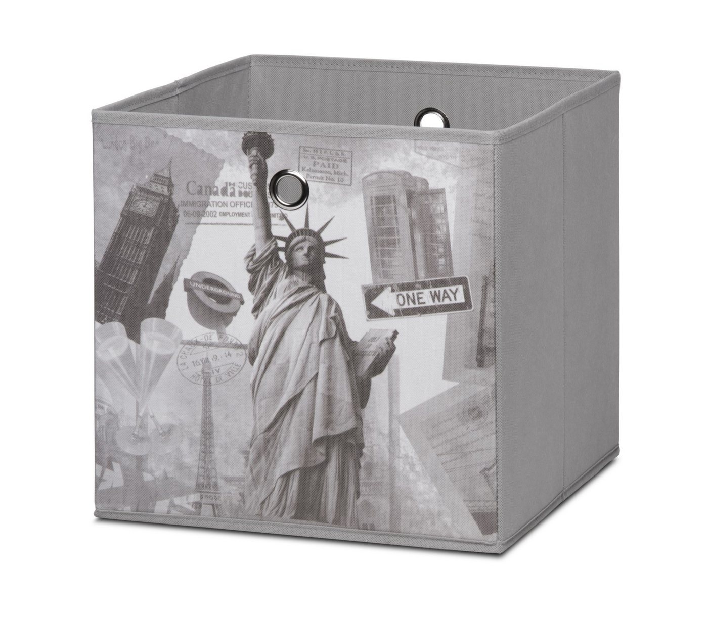 Thumbnail - Fun Möbel Faltbox Box City - City -32 x 32 cm - City Look (Grau) (1 Stück), Made in Europa