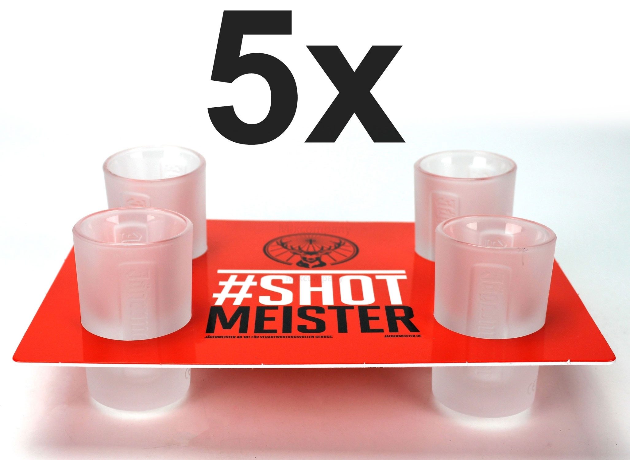 Alter Gläser-Set Jägermeister Shotglas Set Weiß - 20x Shotgläser + 5x Halter Aktion