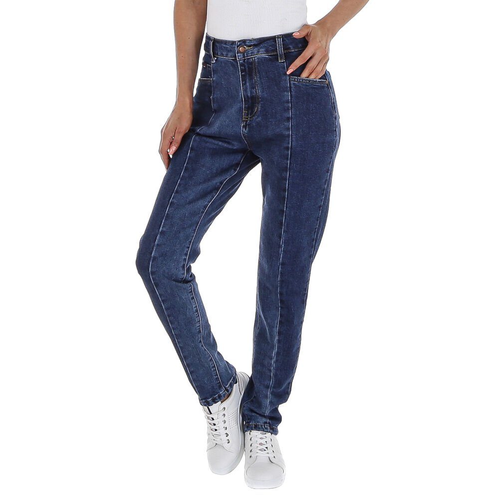 Stretch Fit Used-Look in Relaxed Blau Ital-Design Damen Relax-fit-Jeans Jeans Freizeit