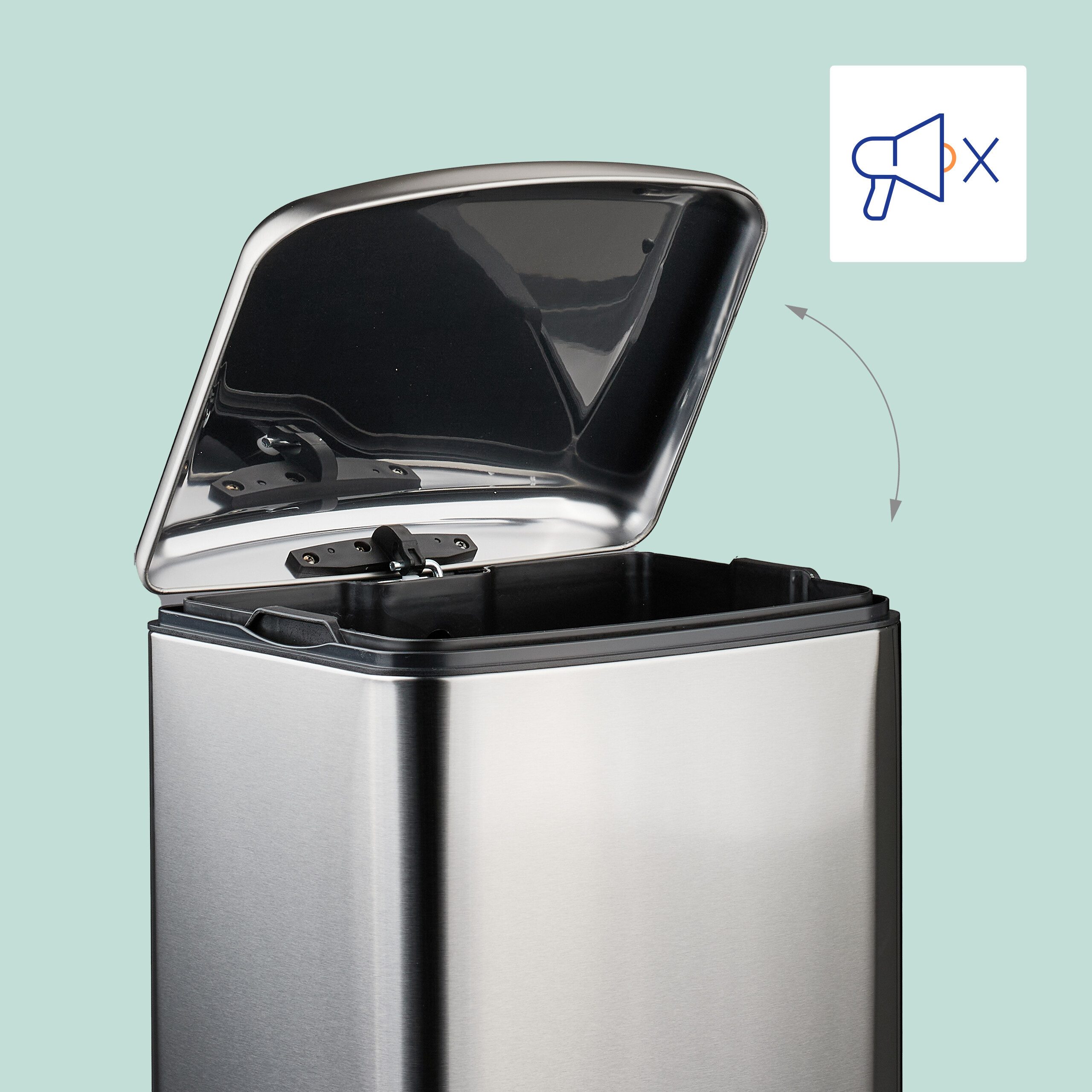 relaxdays Mülleimer Küche 30 Liter mit Müllbeutel, silber