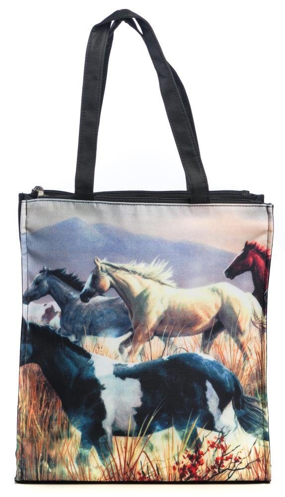 Luckyweather not just any other day Shopper Einkaufstasche Shopper Twinbag Motiv PFERDE (1-tlg., 1 Stück Shopping Bag), Schultertasche beidseitig bedruckt mit Motiv bedruckt