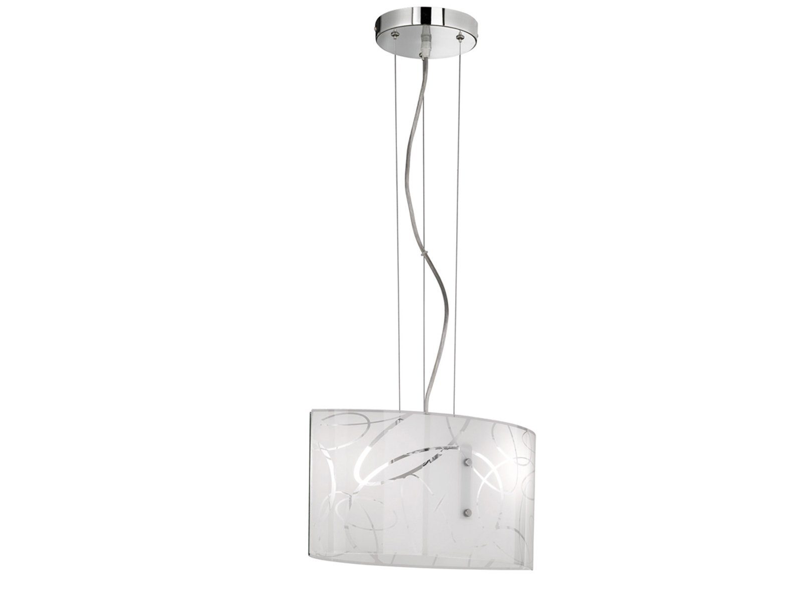 TRIO Leuchten LED Pendelleuchte, LED wechselbar, Warmweiß, Lampenschirm Opal-Glas & Hängelampenschirm Weiß Silber, Breite 40cm