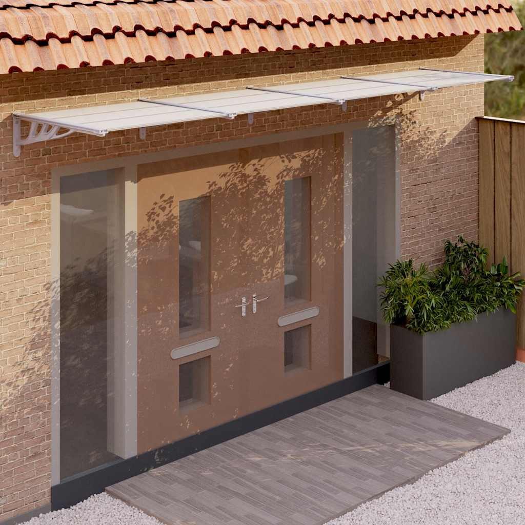vidaXL Markise Türvordach Grau und Transparent 396x90 cm Polycarbonat (1-St)