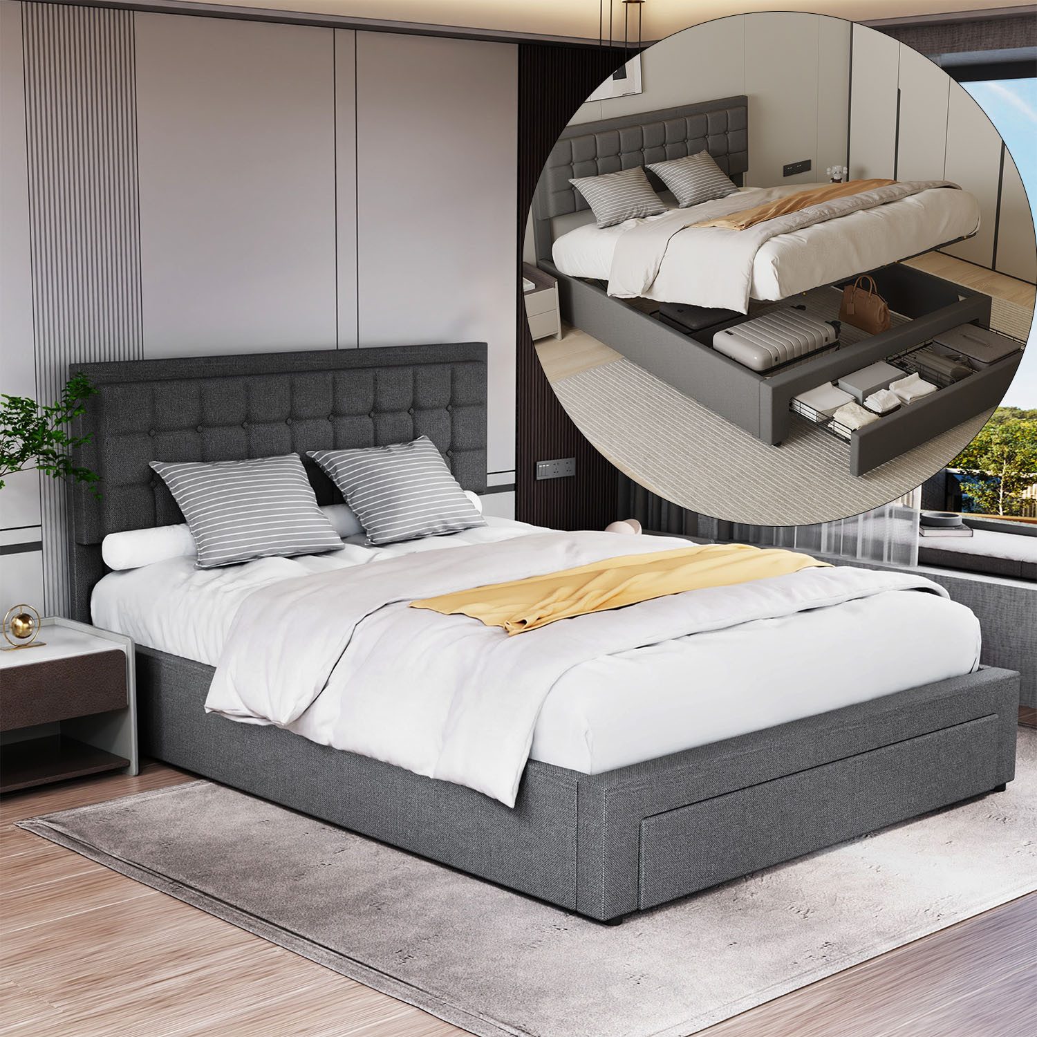 LOVONLIVE Polsterbett Doppelbett Jugendbett gepolsteres Bettgestell günstig online kaufen