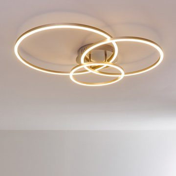 hofstein Deckenleuchte »Cava« moderne Deckenlampe aus Metall in Nickel-matt, 3000 Kelvin, 40 Watt, 2780 Lumen, mit 3 ineinander verschlungenen Lichtkreisen