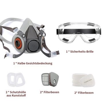 yozhiqu Gesichtsmaske Atemschutzmaske, wiederverwendbare Halbmaske,komplett mit Schutzbrille, 1-tlg., zum Schutz vor Staubpartikeln, geeignet für Färben, Zementwerk