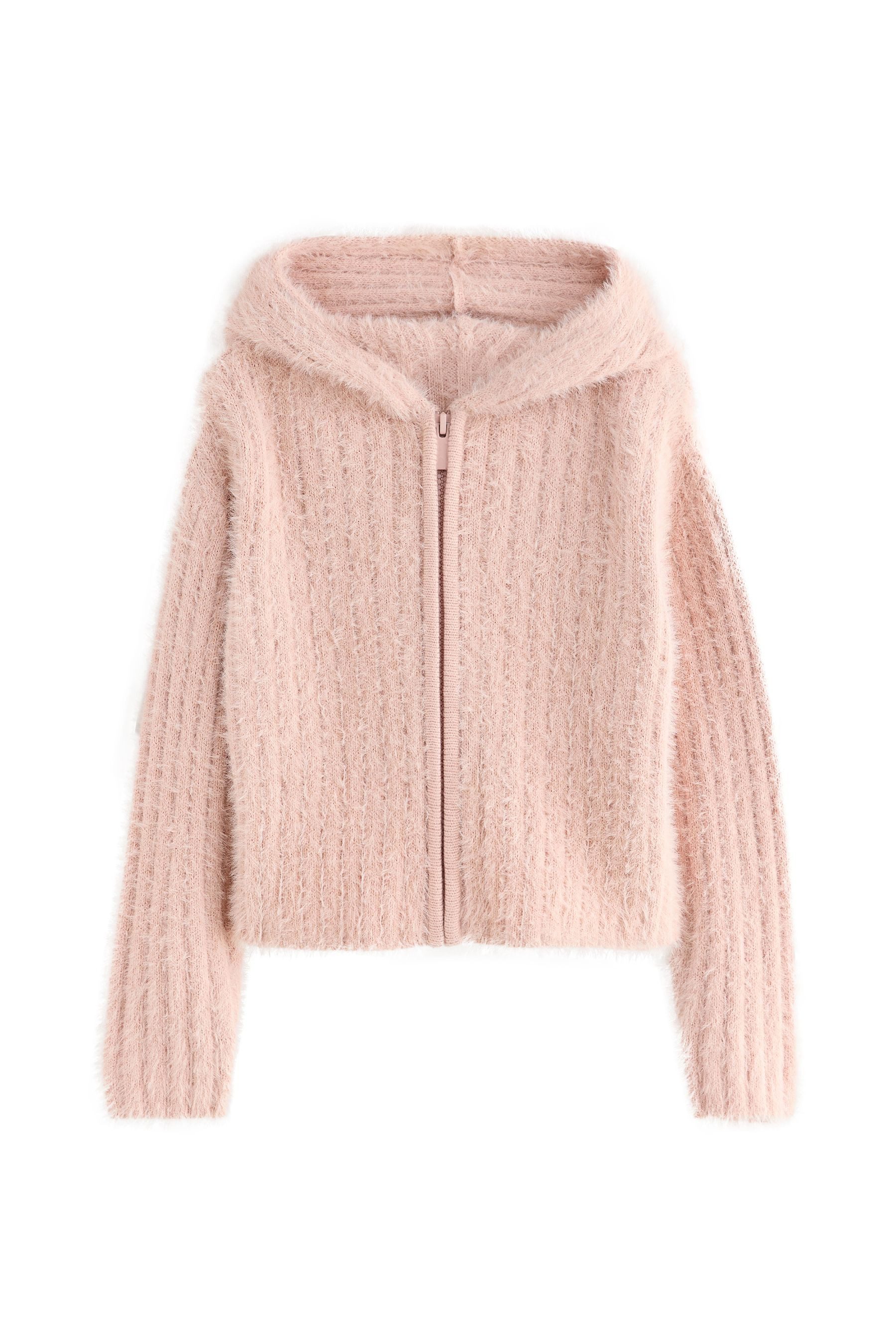 Kapuzenpullover Flauschige Kapuzenjacke mit Reißverschluss