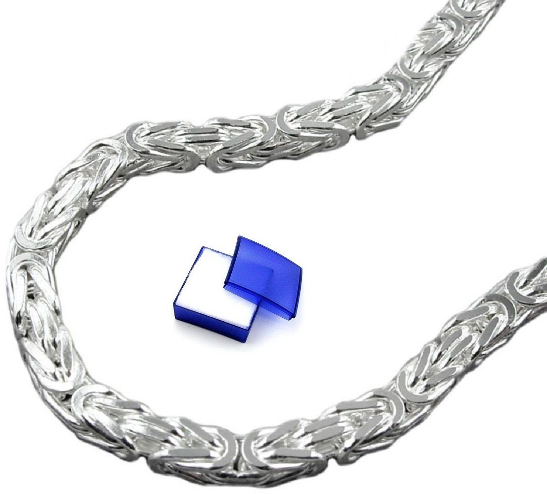 unbespielt Silberkette Halskette Kette 4 mm Königskette vierkant glänzend  925 Silber 60 cm inklusive Schmuckbox, Silberschmuck für Damen und Herren