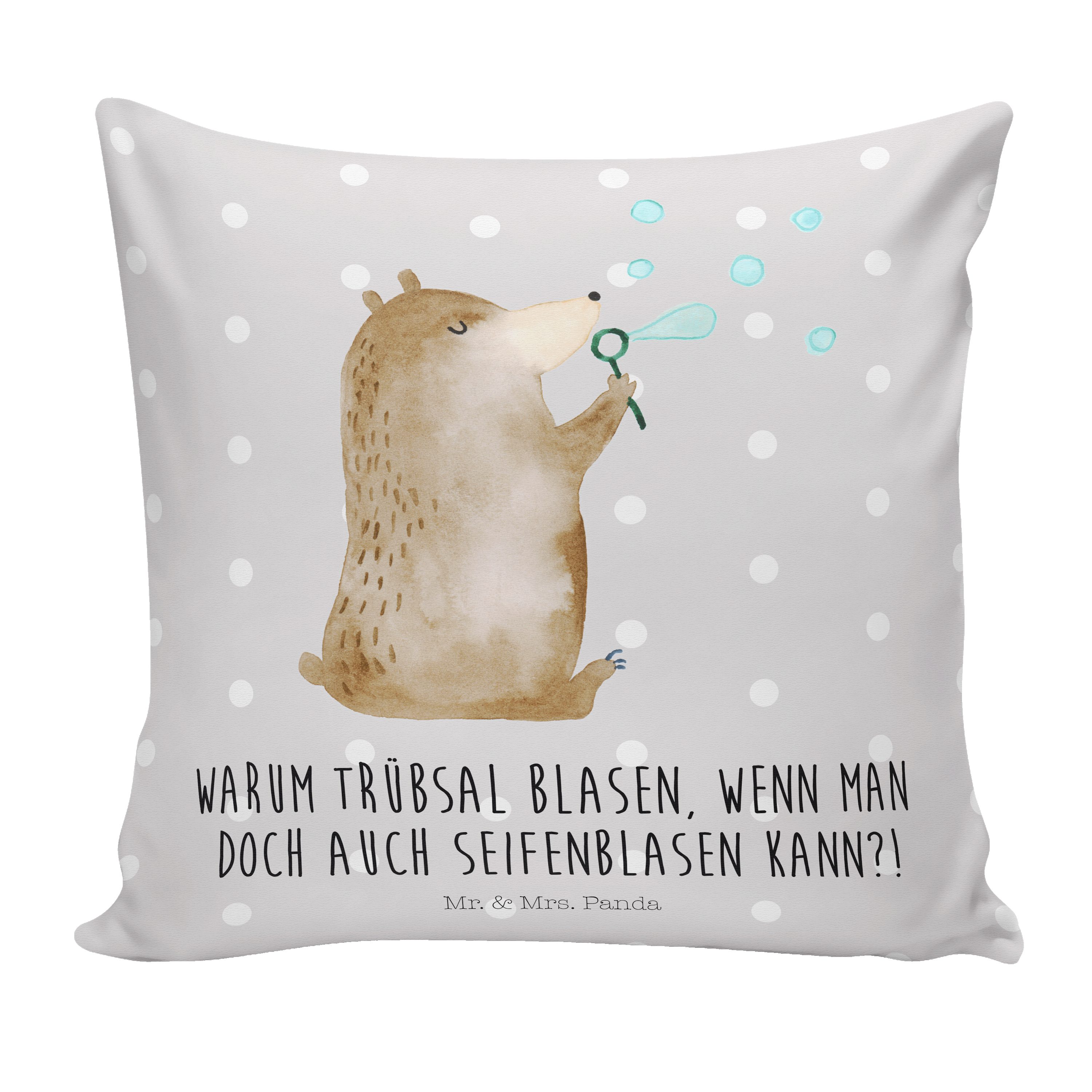 - Bär Sofakissen & Motivkissen, Dekokissen Mrs. Pastell Grau Geschenk, - Mr. Panda Seifenblasen