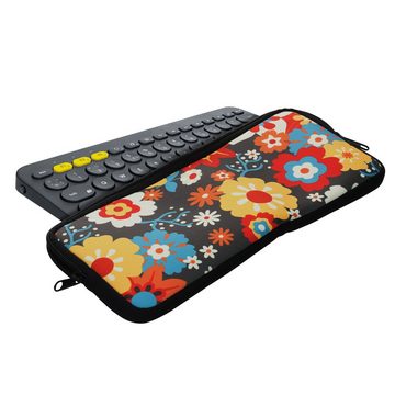 kwmobile Aufbewahrungstasche Tastatur-Hülle für Logitech K380 (1-tlg), Neopren Schutzhülle - Vintage Blumen Design