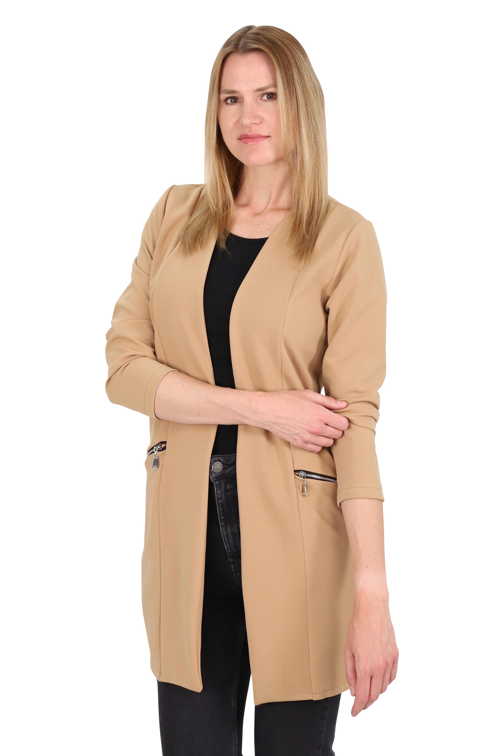 malito more than fashion Jackenblazer Long Blazer 6041 offener Long Blazer
