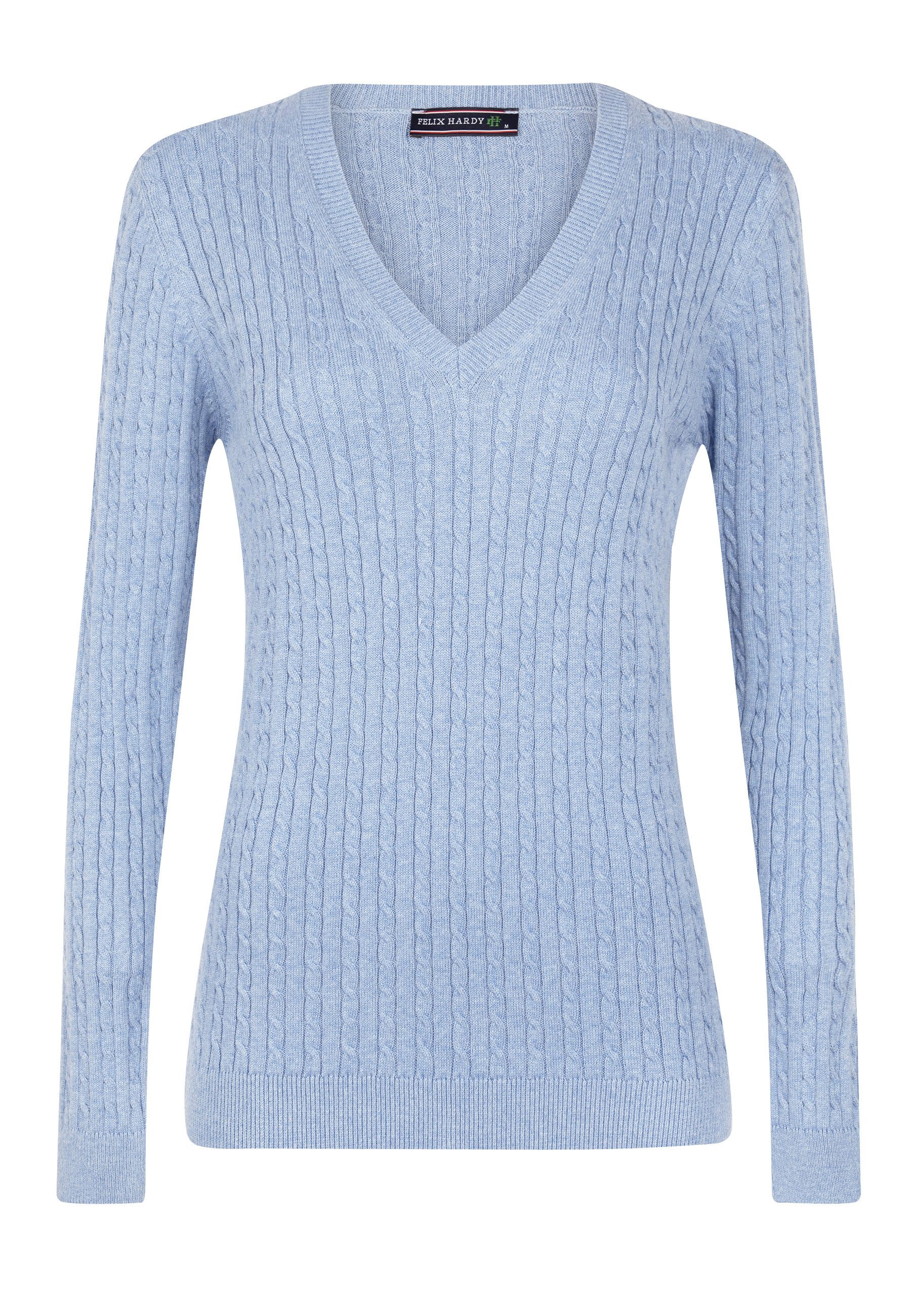 Felix Hardy V-Ausschnitt-Pullover Kabelstrick-Pullover mit V-Ausschnitt