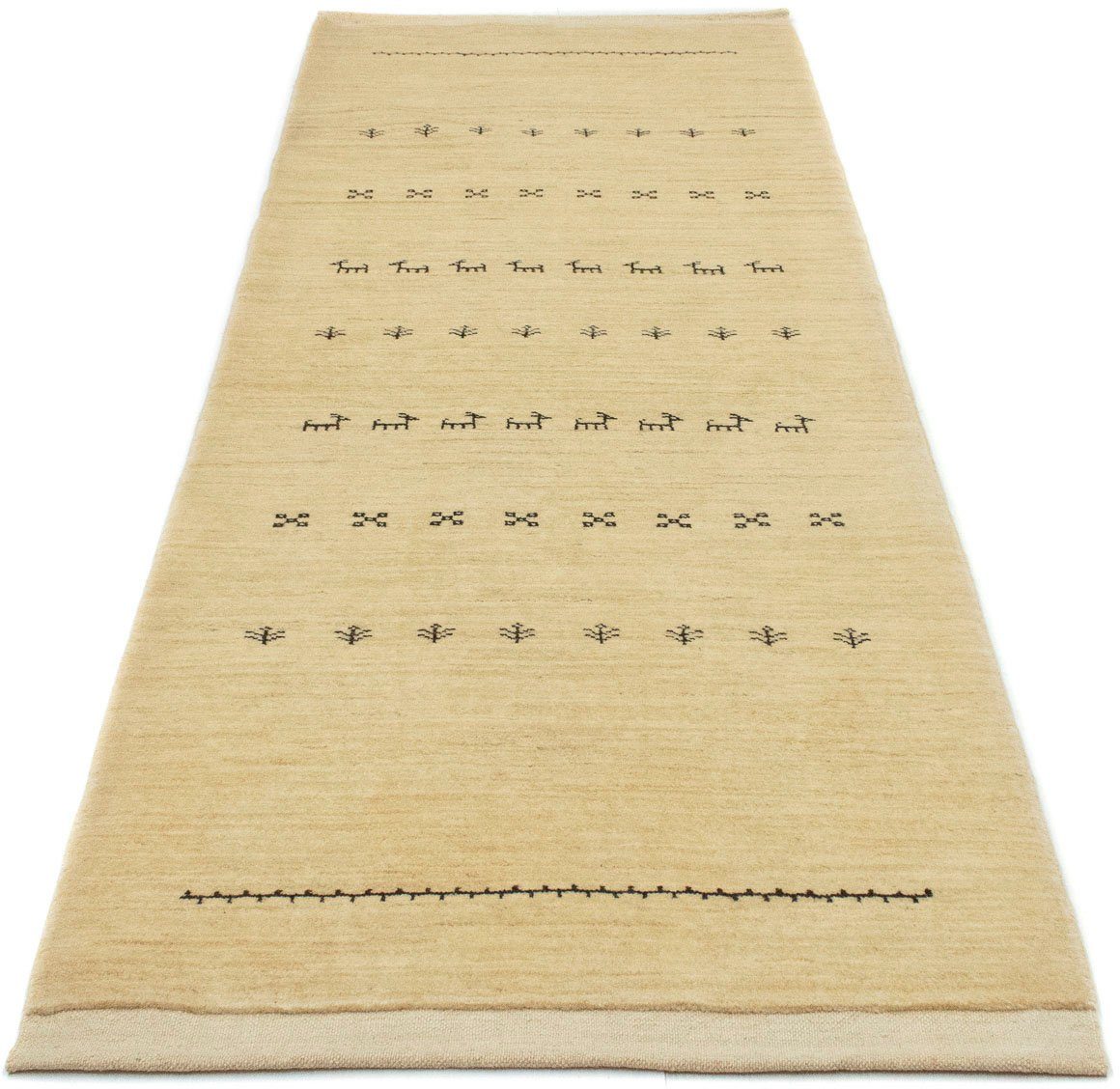 Wollteppich Gabbeh Teppich handgeknüpft rechteckig, naturweiß, Höhe: morgenland, mm, 18 handgeknüpft