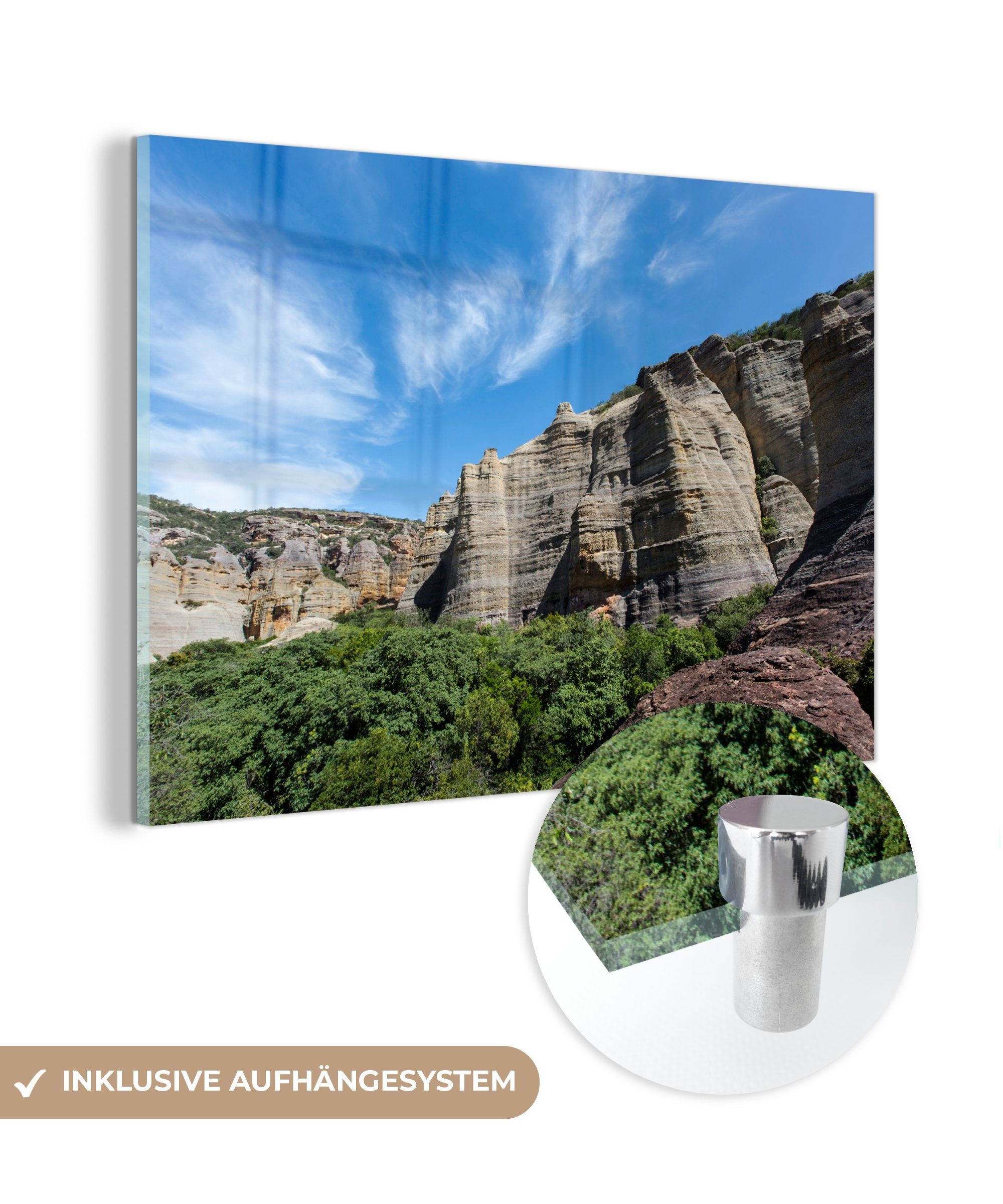 MuchoWow Acrylglasbild Imposante Felswände in der Serra da Capivara, (1 St), Acrylglasbilder Wohnzimmer & Schlafzimmer | Bilder