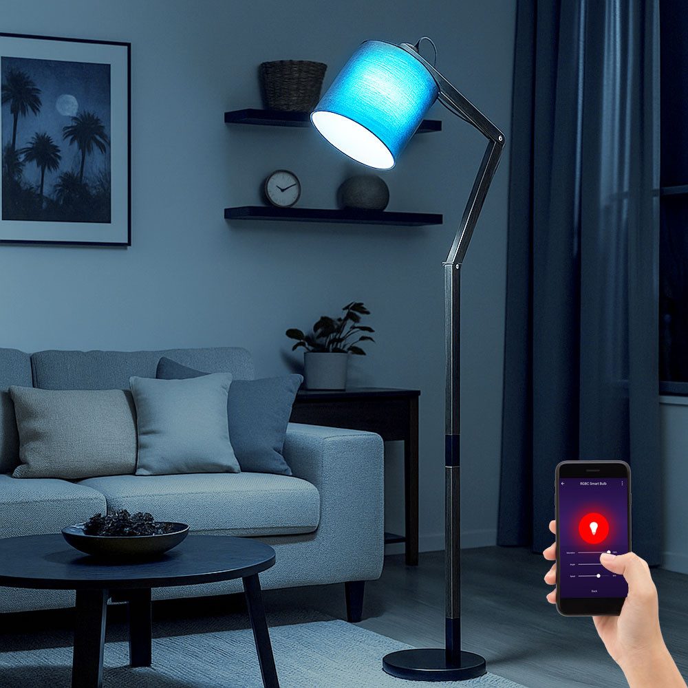 GLOBO LIGHTING LED Stehlampe, Leuchtmittel inklusive, Kaltweiß, Warmweiß, Neutralweiß, Tageslichtweiß, Farbwechsel, Holz Stehleuchte Textil Gelenkleuchte stehend Standleuchte Holz