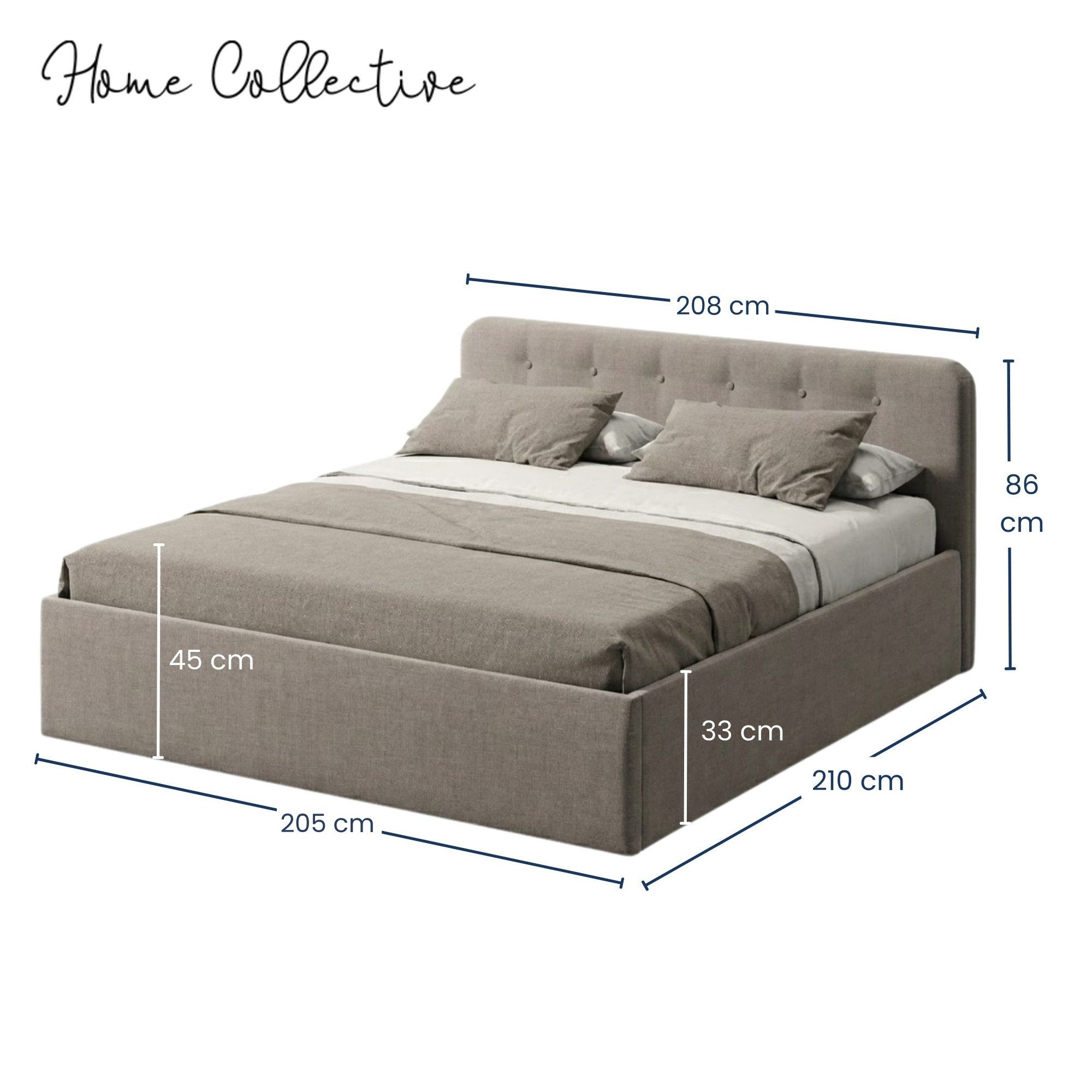 Home Collective Polsterbett Bett mit Stauraum, verstellbarem Lattenrost, viele Größen (Größen: 100x200 120x200 140x200 160x200 180x200 200x200, hochwertiger Str – Bild 2 von 5