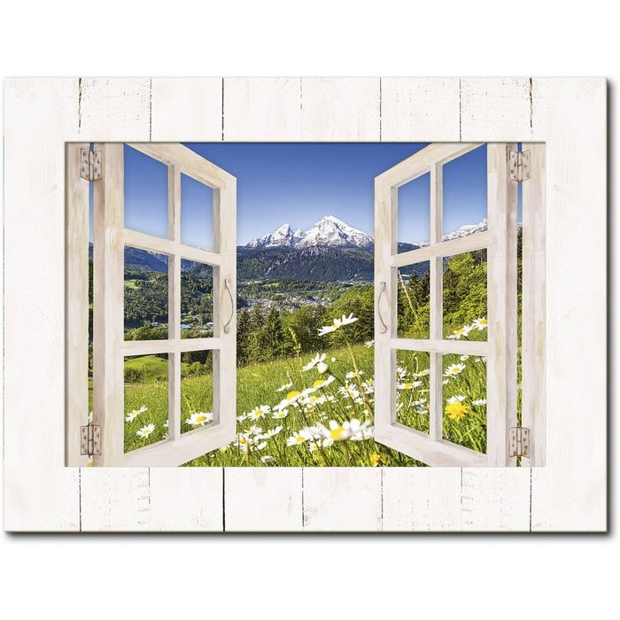 Artland Wandbild Fensterblick Bayerischen Alpen Berge (1 St)