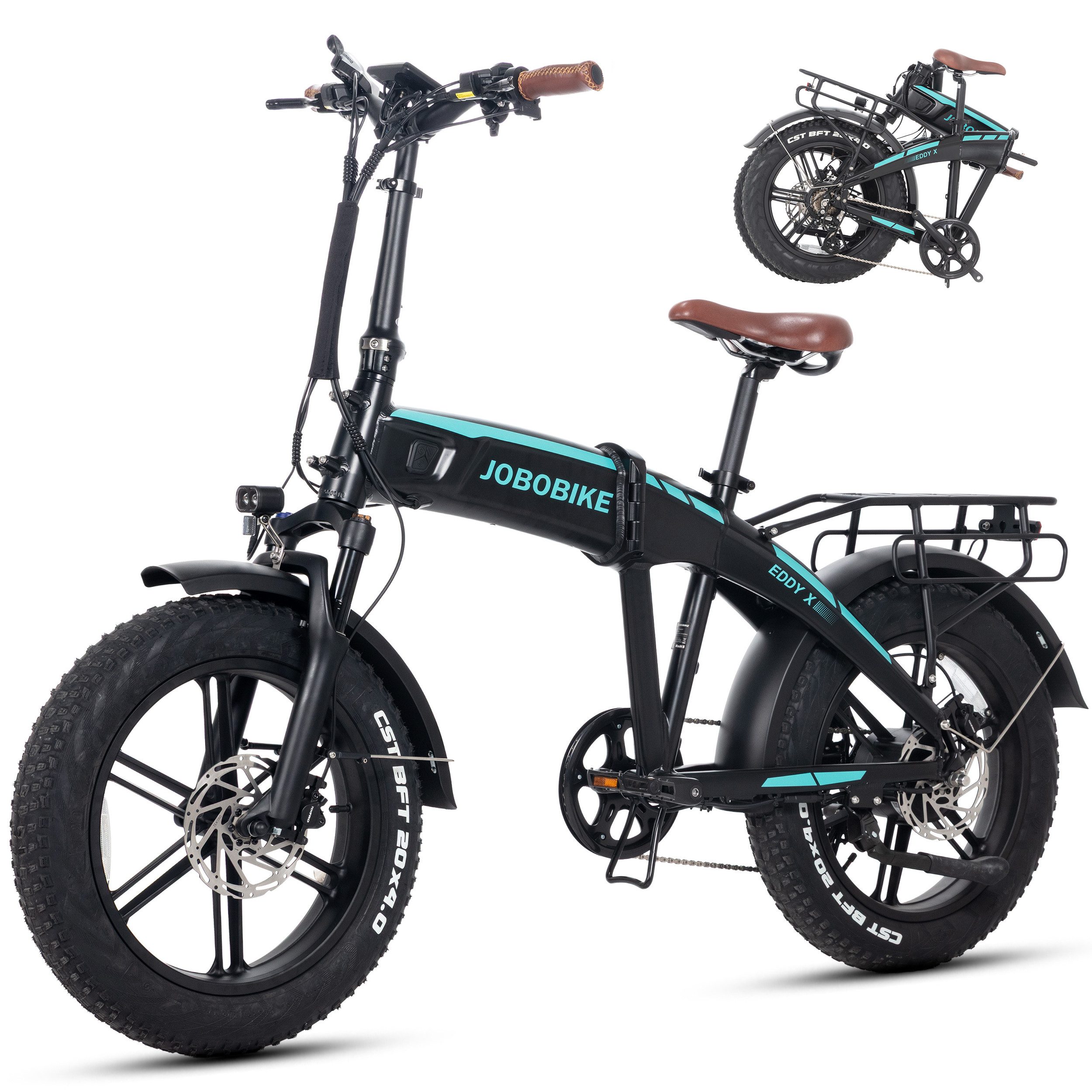 E-Bike Mountainbike 20x4,0 Zoll, 120km, mit Blinkern und Bremslicht, Integriertes Laufrad