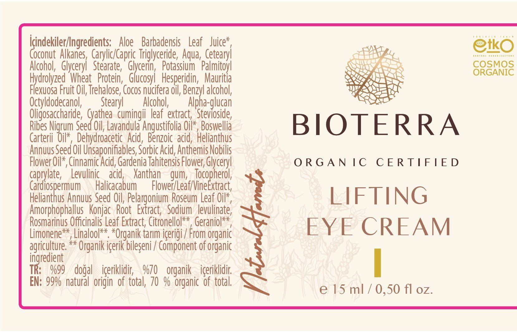 Augen Augencreme (Straffende) BIOTERRA 15ml 1-tlg. Bio Lifting Naturkosmetik, Creme