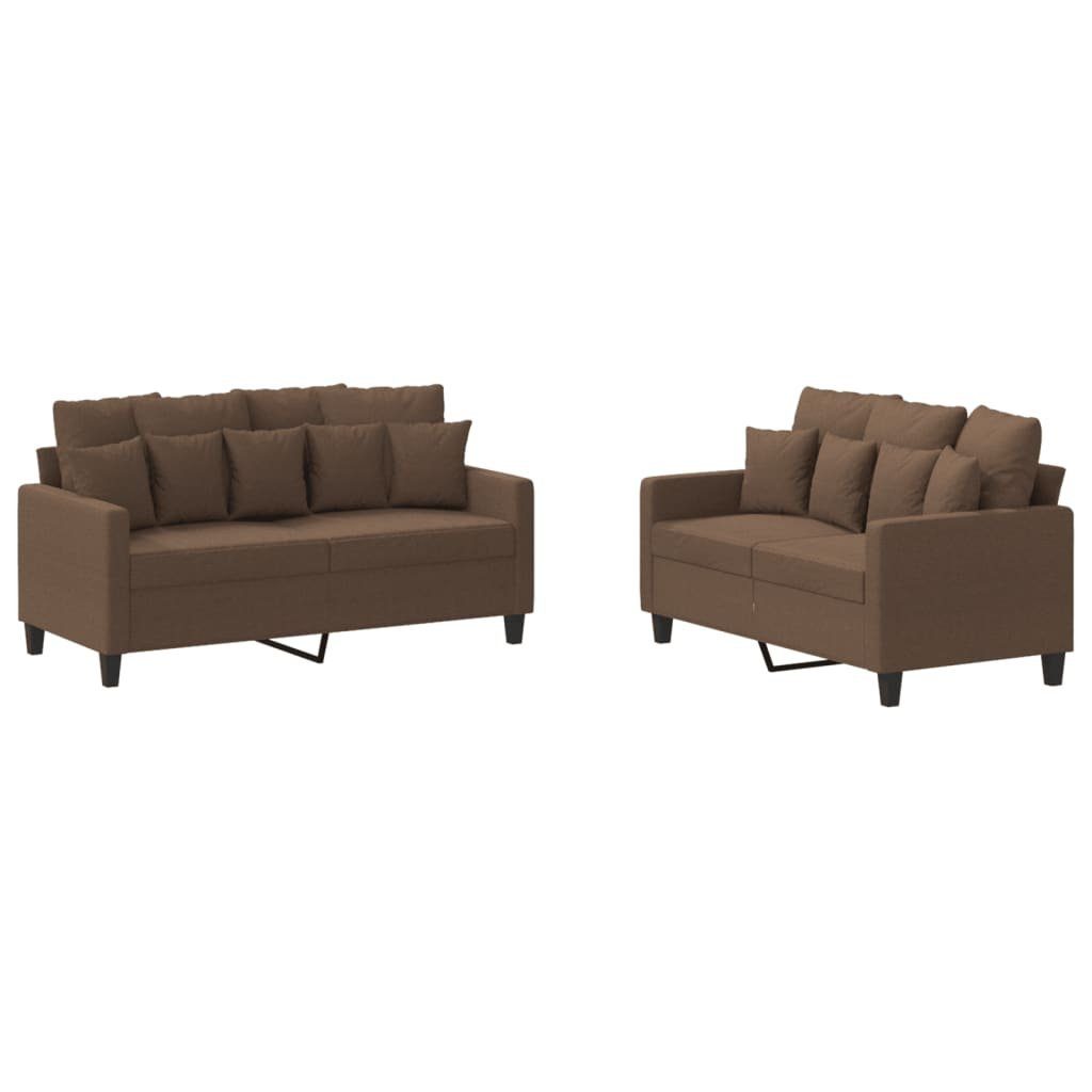 Sofagarnitur Sofa Braun mit Stoff vidaXL 2-tlg. Kissen