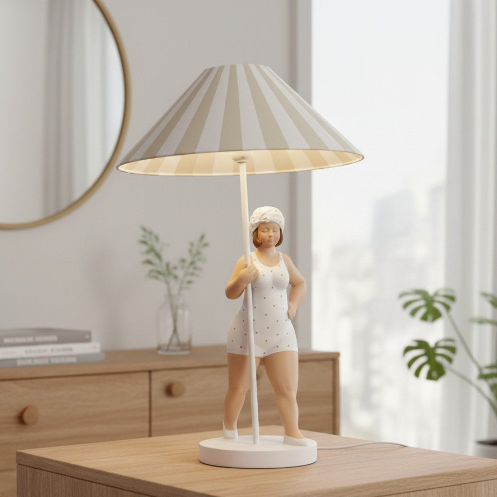 GILDE Tageslichtlampe Tischlampe Badefigur Miss Marlene Retro Lampe in drei Farben, ohne Leuchtmittel