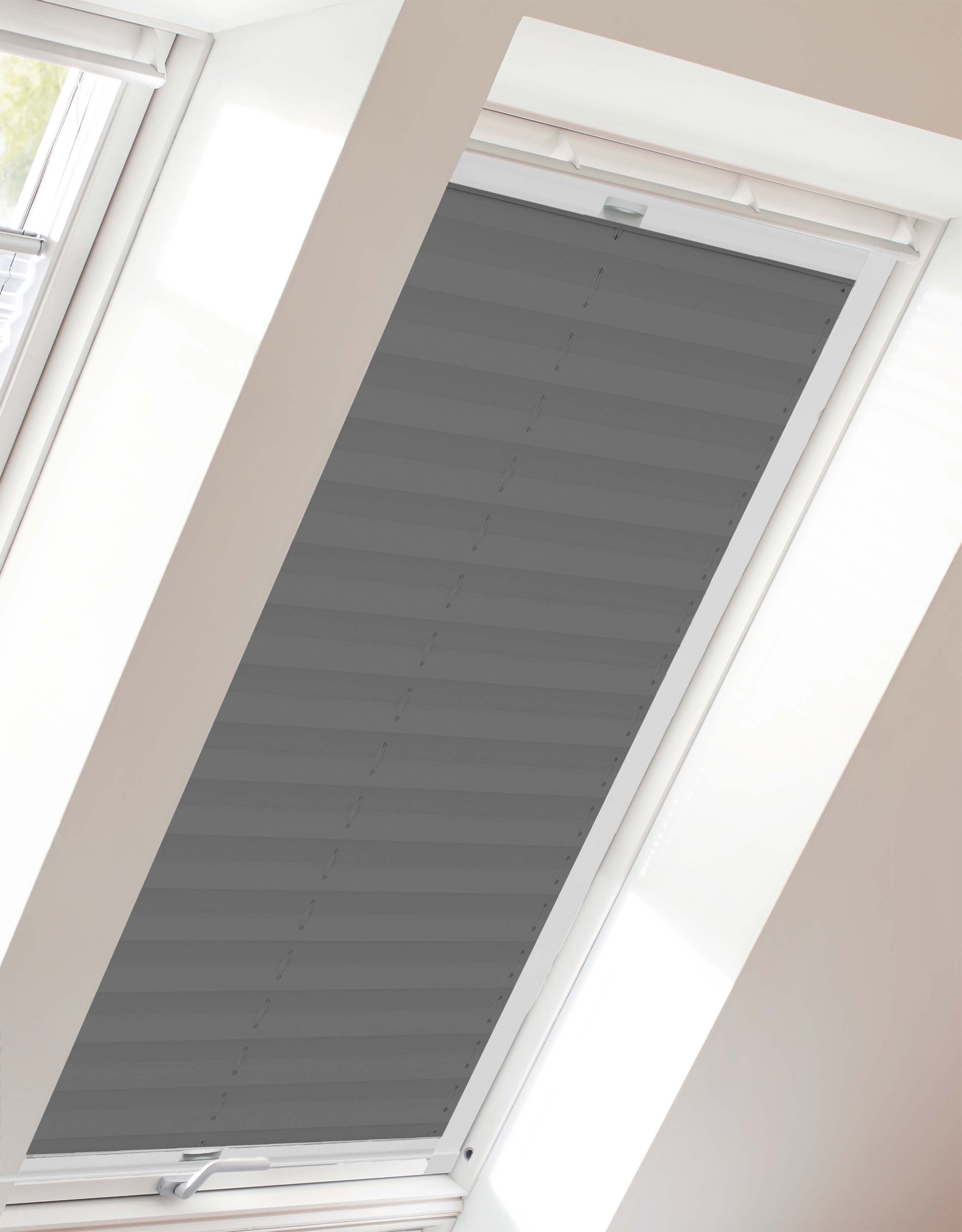 Style sunlines, Dachfensterplissee Classic verspannt, Crepe, mit verschraubt, anthrazit Führungsschienen Lichtschutz,