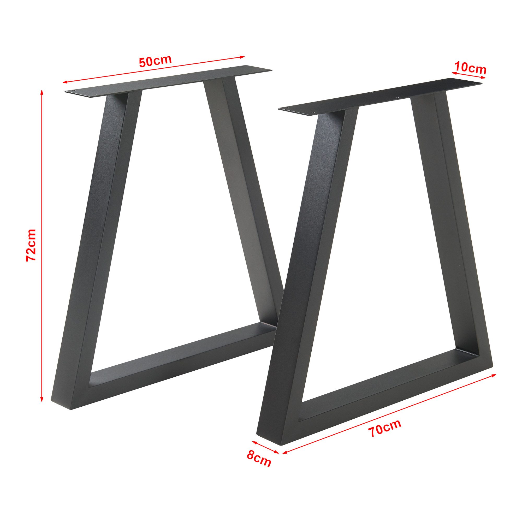 en.casa Tischgestell (2-St., 2er Set), »Greiling« Stahl 72 x 70 cm Schwarz