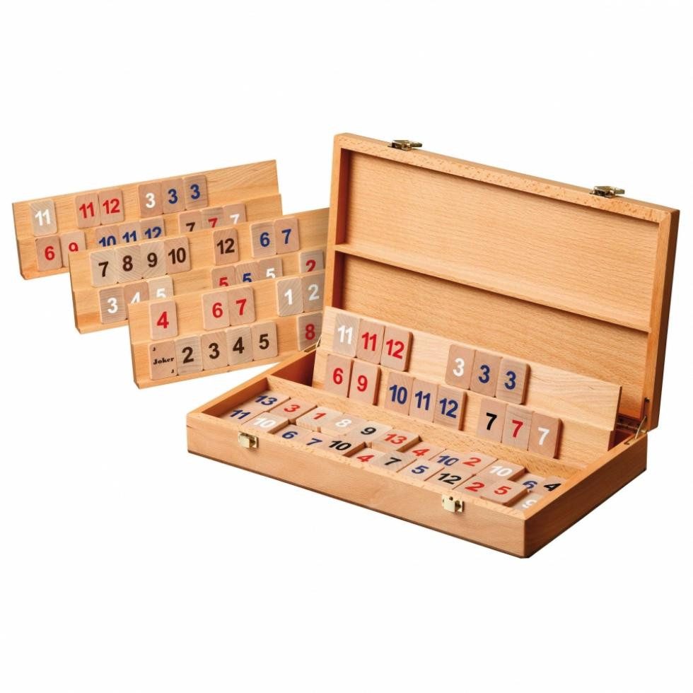 Philos Spiel, Rummy - Okey - Holzkassette - Buche
