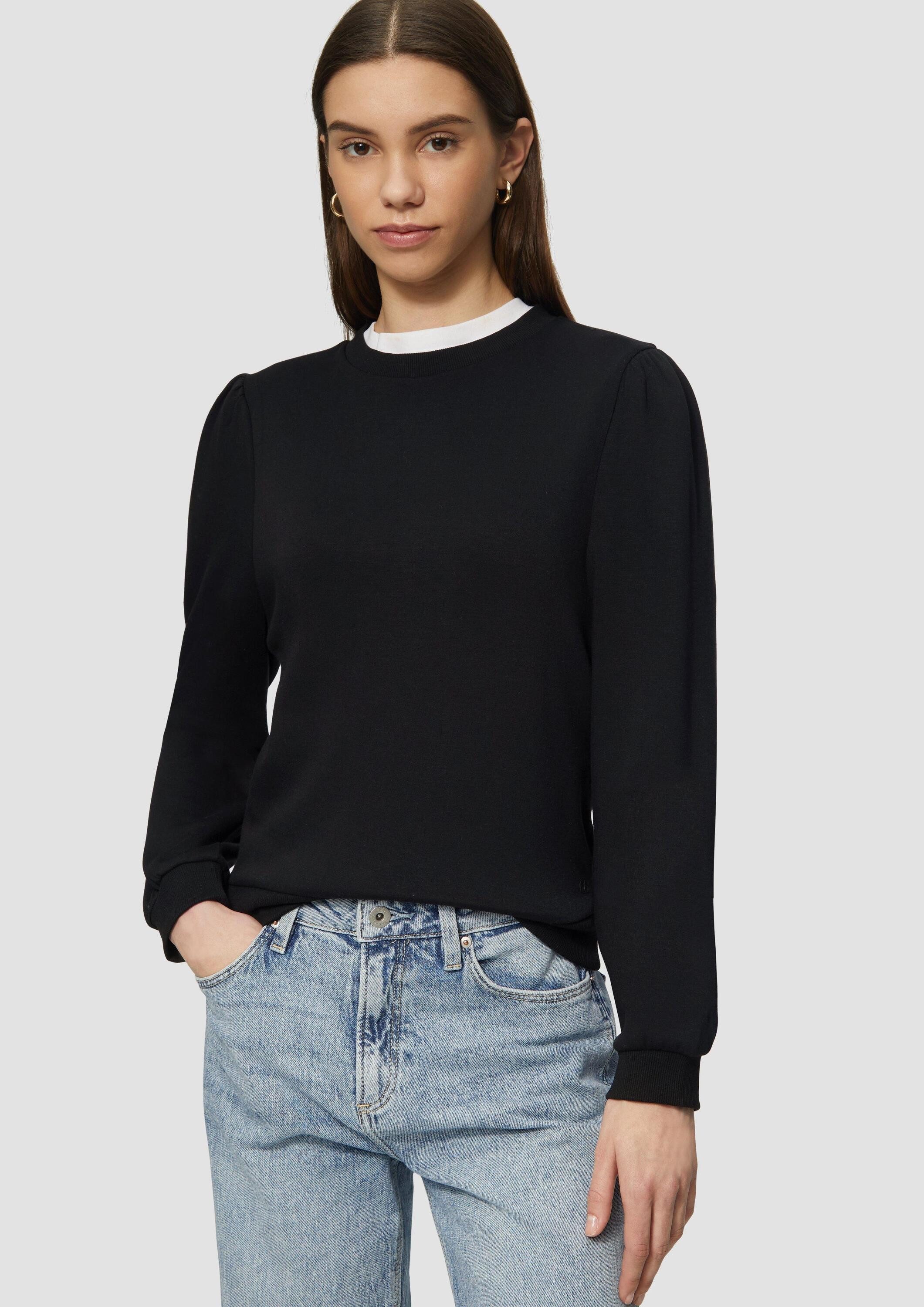 QS Sweatshirt Sweatshirt Viskosemix-Sweatshirt mit Puffärmeln günstig online kaufen