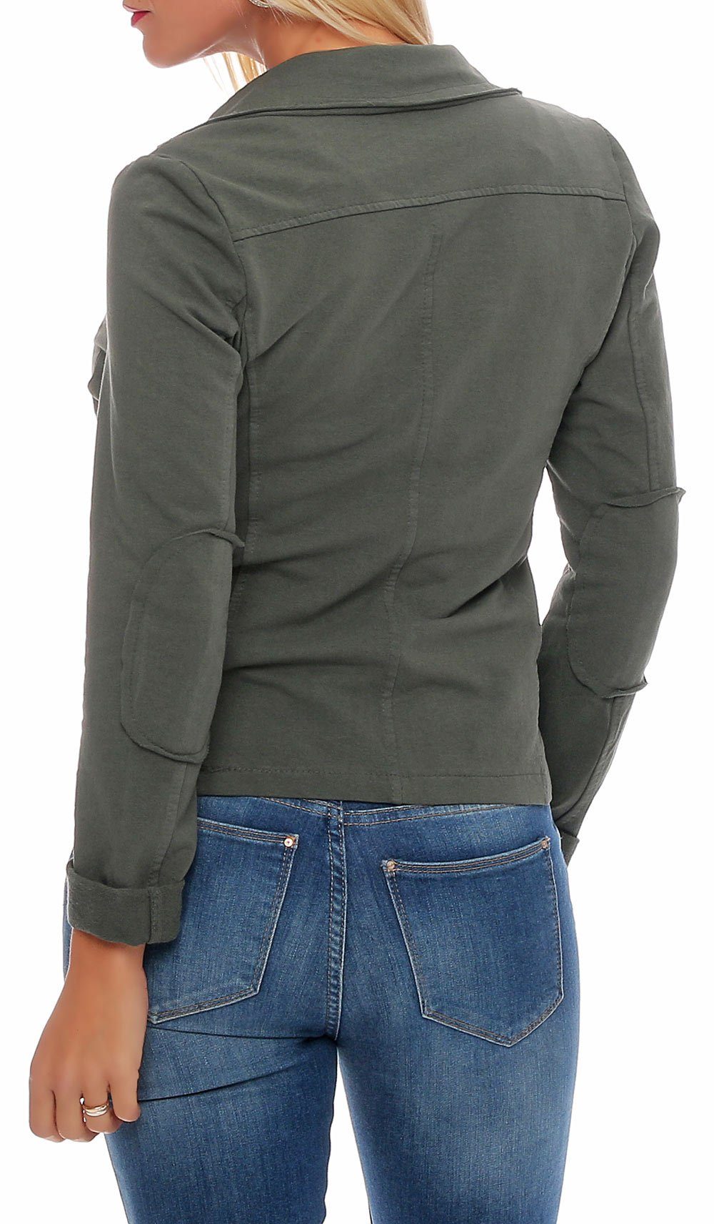 malito more than fashion Jackenblazer malito Damen Blazer klassisch, Sakko im Basic Look, Kurzjacke mit Sweat Blazer Jacke in Used Look Optik
