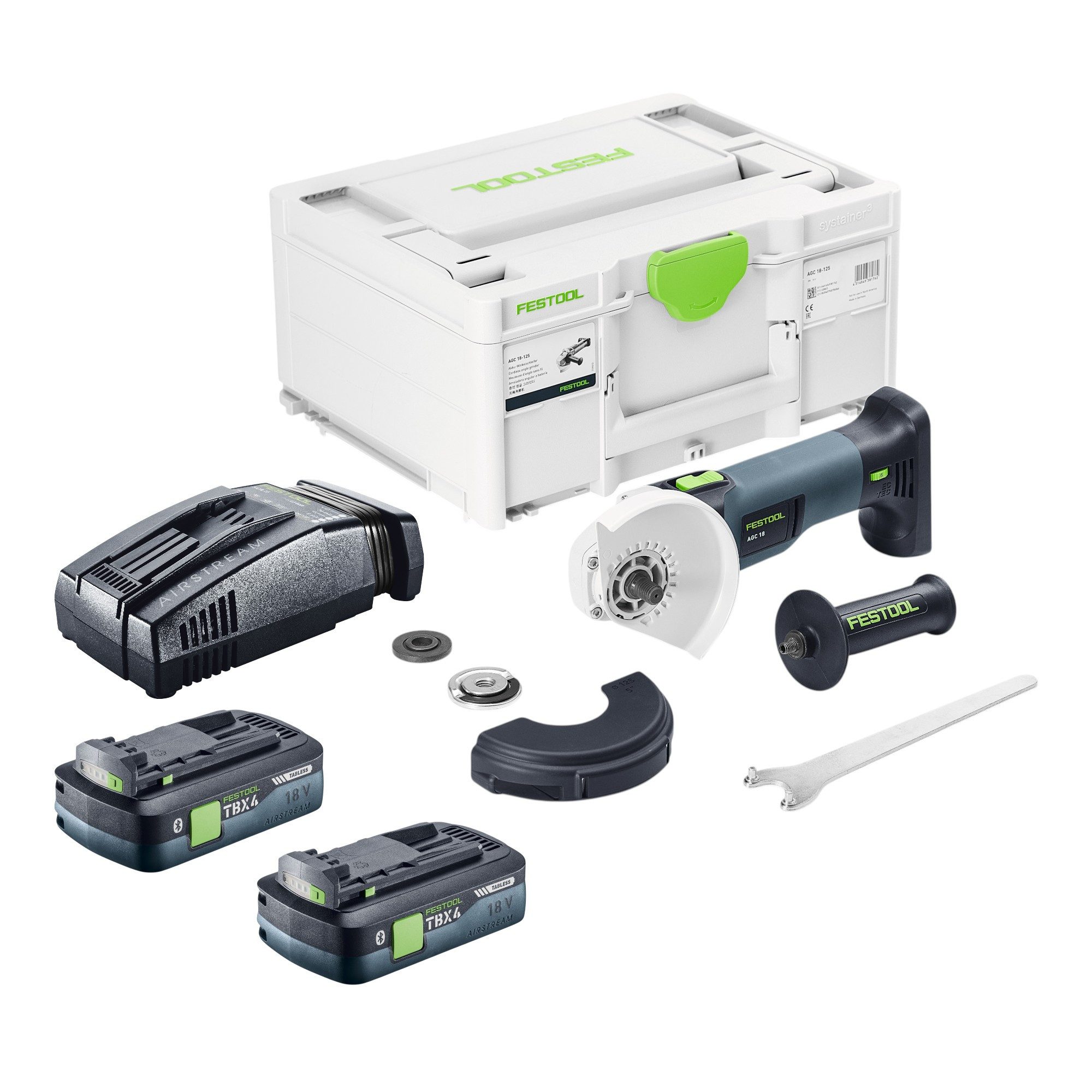 FESTOOL Akku-Winkelschleifer AGC 18-125 EB-Basic Akku Winkelschleifer 18 V 125 mm Brushless + 2x
