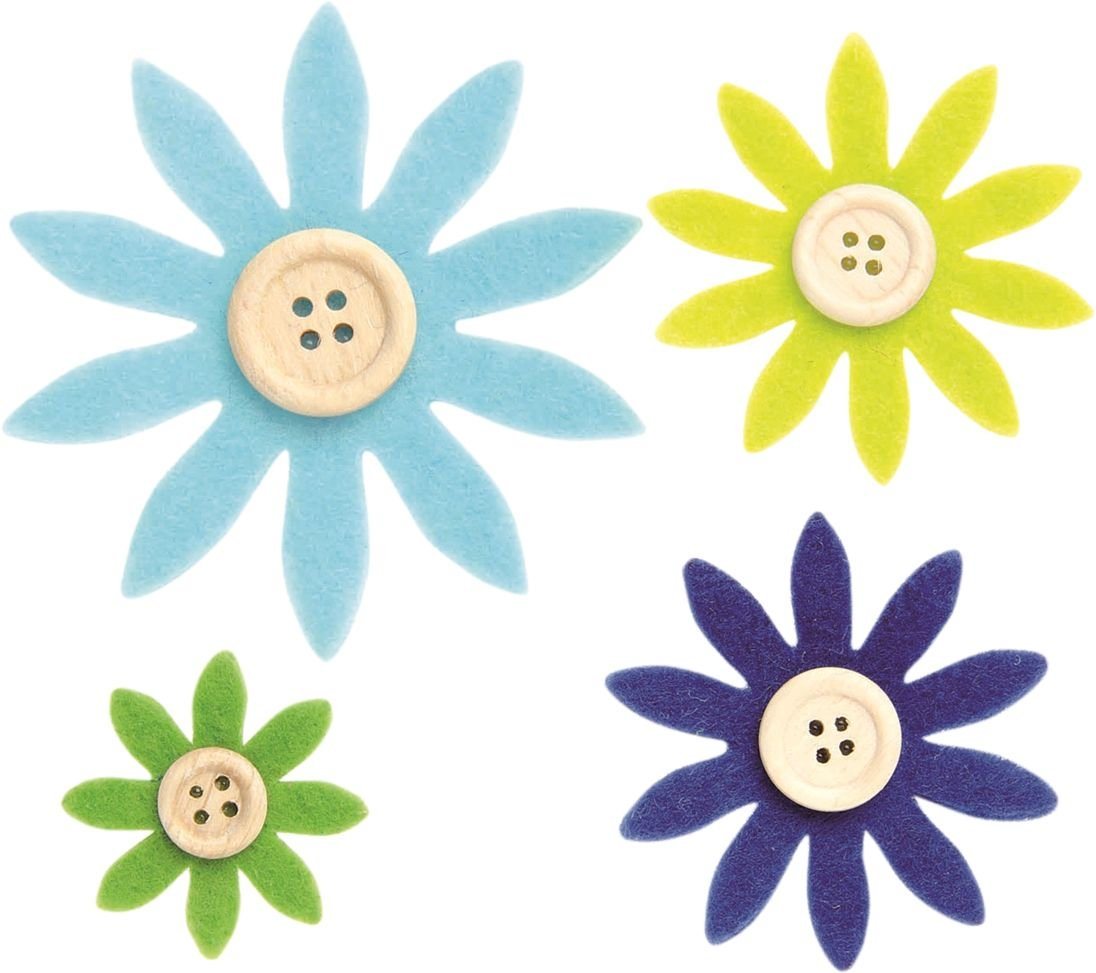 Thumbnail - Glorex Bastelnaturmaterial Glorex Filzblumen 12 Stück, 3,5 - 7 cm, hellblau
