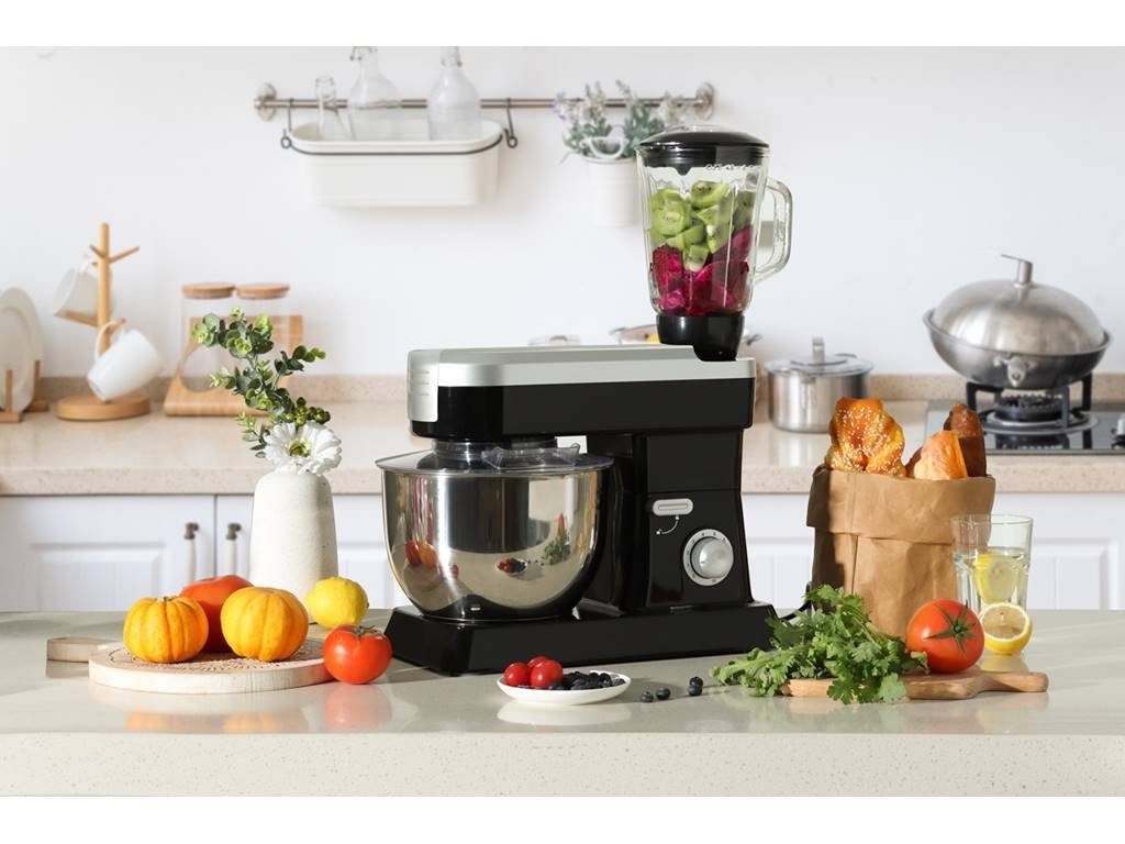 SWISS PRO+ Küchenmaschine Küchenmaschine-1500W 10 1500 Schwarz W Rührmaschine Teigknetmaschine 6,3L Gang
