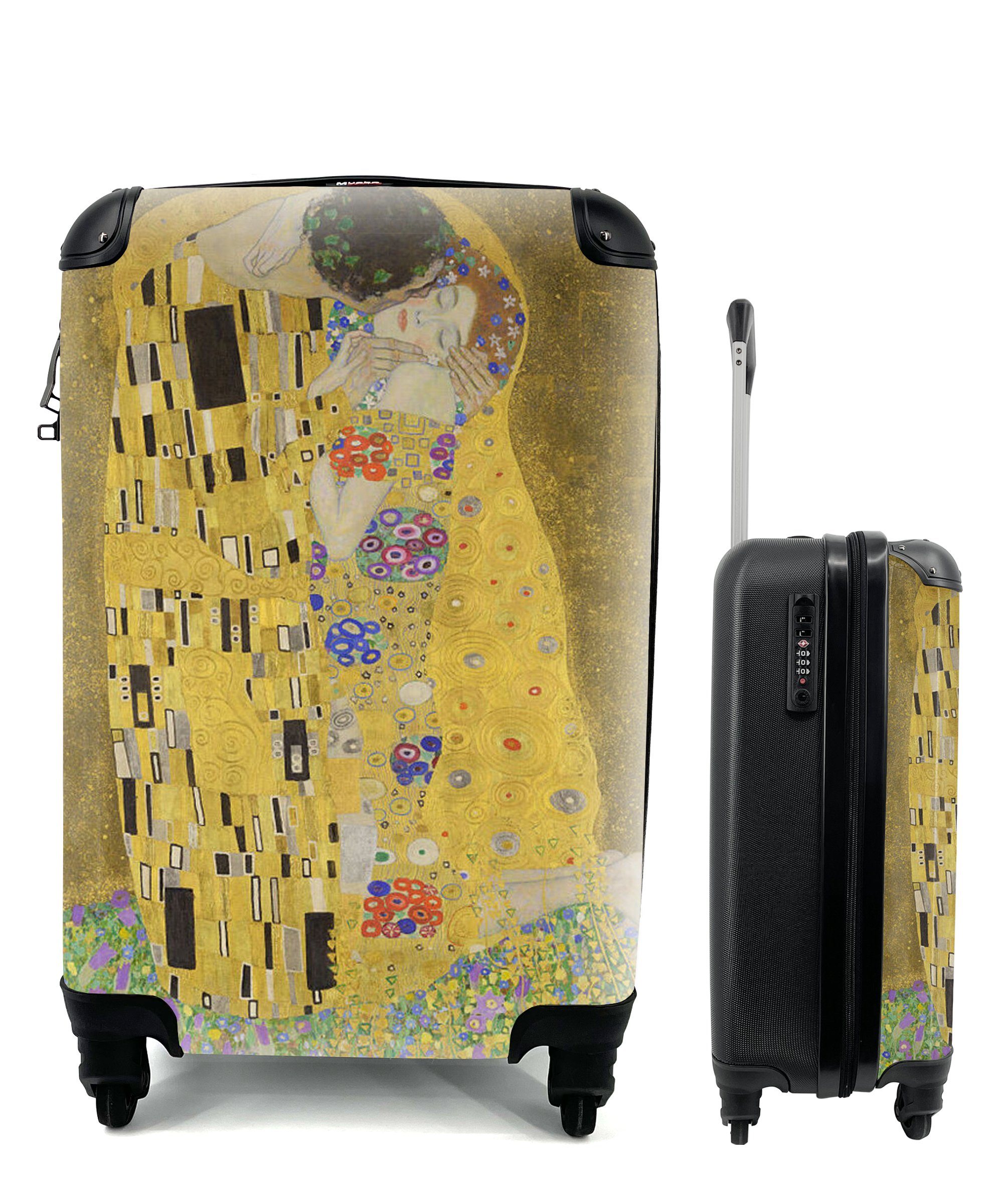 MuchoWow Handgepäckkoffer Der Kuss - Gustav Klimt, 4 Rollen, Reisetasche mit rollen, Handgepäck für Ferien, Trolley, Reisekoffer