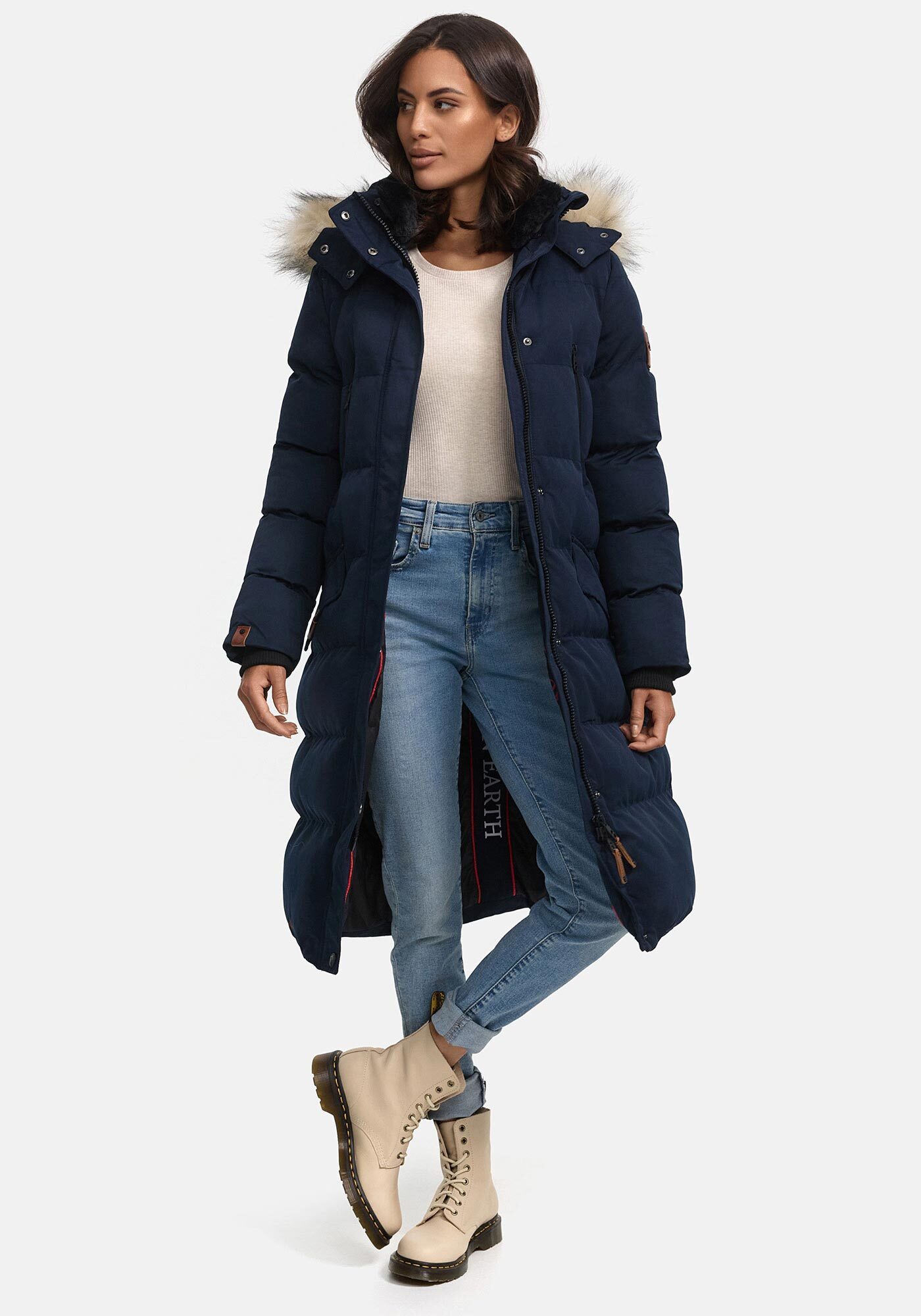 Marikoo Parka Schneesternchen langer Parka mit abnehmbarer Kapuze