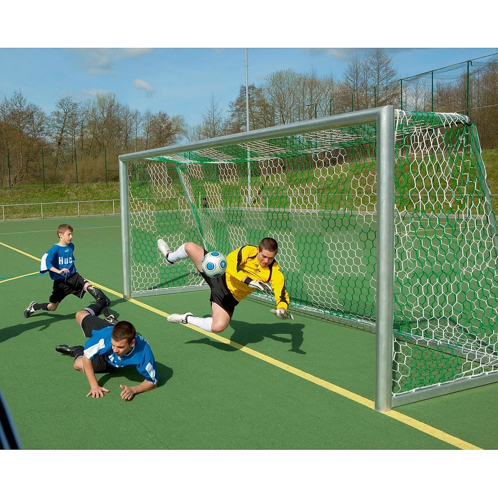 Tornetz Jugend-Fußballtornetz Schachbrettmuster, 2-farbige Tornetze mit wabenförmigen Maschen
