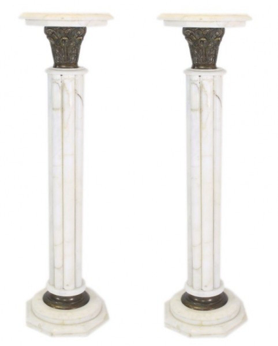 Casa Padrino Beistelltisch Barock Marmor Säulen Set Weiss Höhe - Marmor Säule (2 Stk)