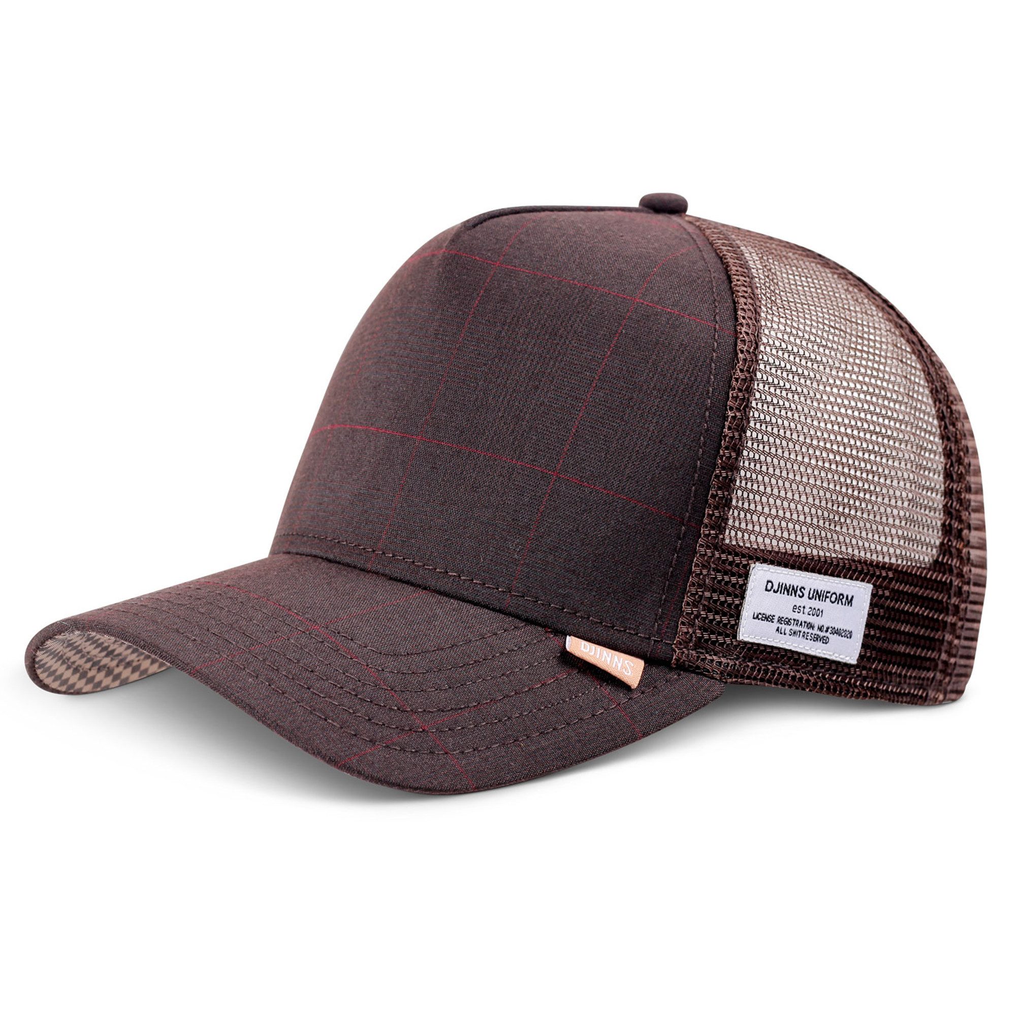 Djinns Trucker Cap Djinns HFT Trucker Cap GlenCheck brown (Basecap, Basecap, Meshcap, Trucker Kappe) gebogener Schirm mit Karo-Muster auf Schirmunterseite