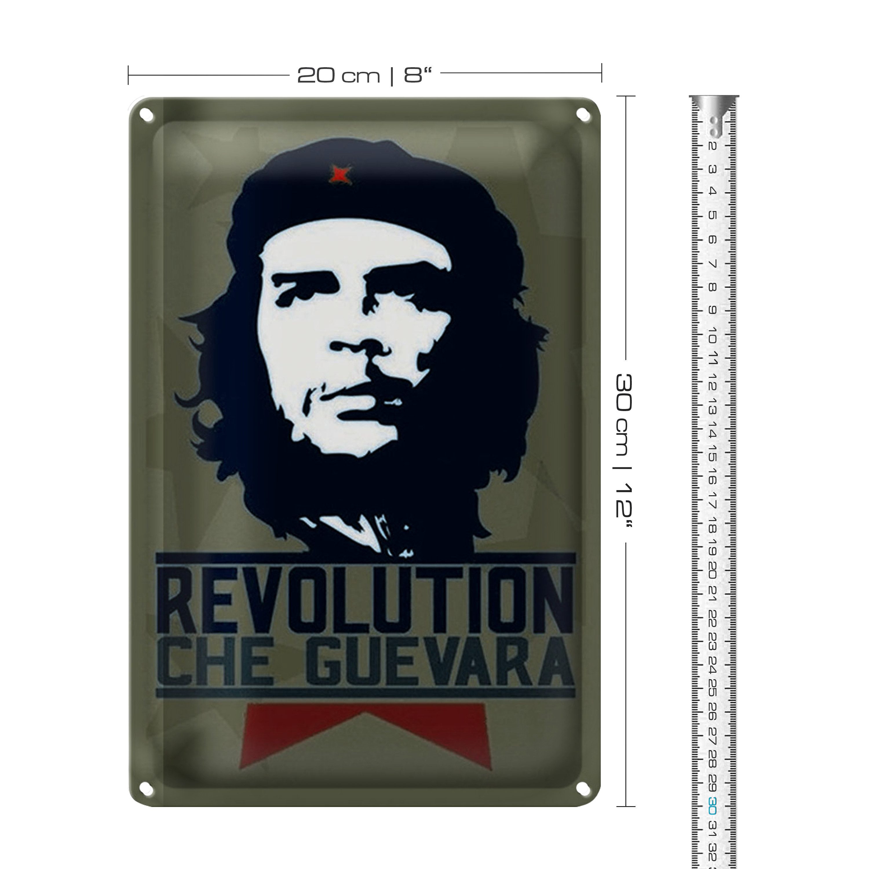 Roomando Metallschild Blechschild Retro 20x30cm Revolution Che Guevara Kuba Cuba