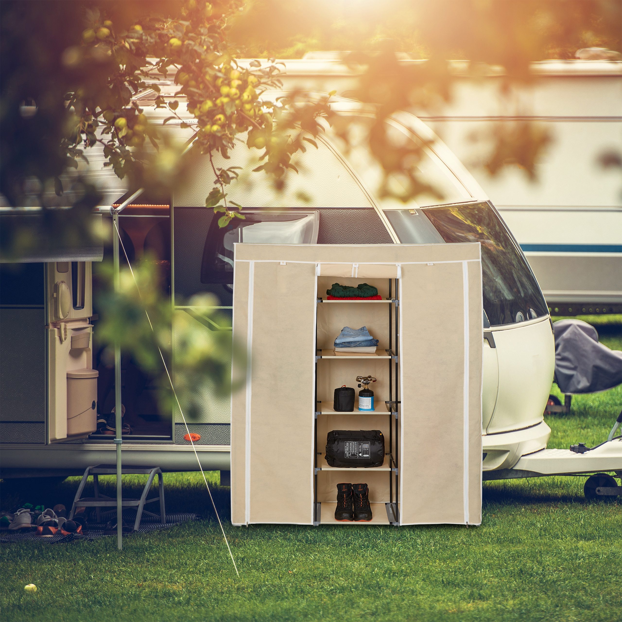 relaxdays Stoffschrank Stoffkleiderschrank XXL mit 9 günstig online kaufen