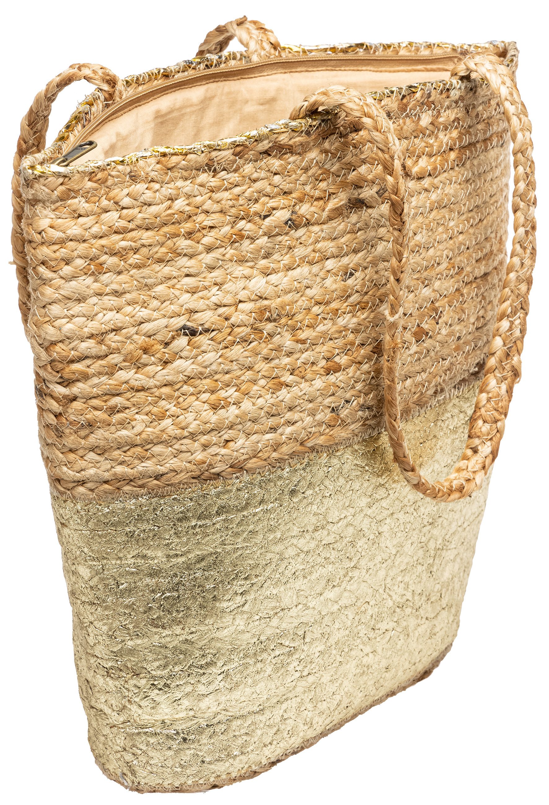 Caspar Strandtasche große Damen Schultertasche aus Stroh Shopper Sommertasche - TS1078