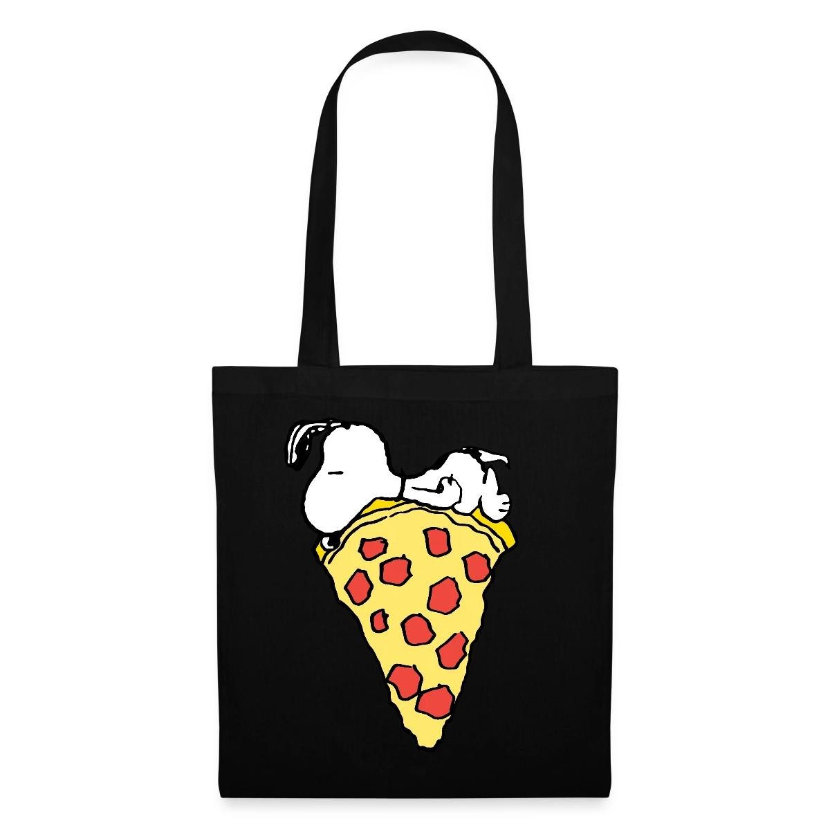 Spreadshirt Henkeltasche Peanuts Snoopy Pizza Stoffbeutel (1-tlg)