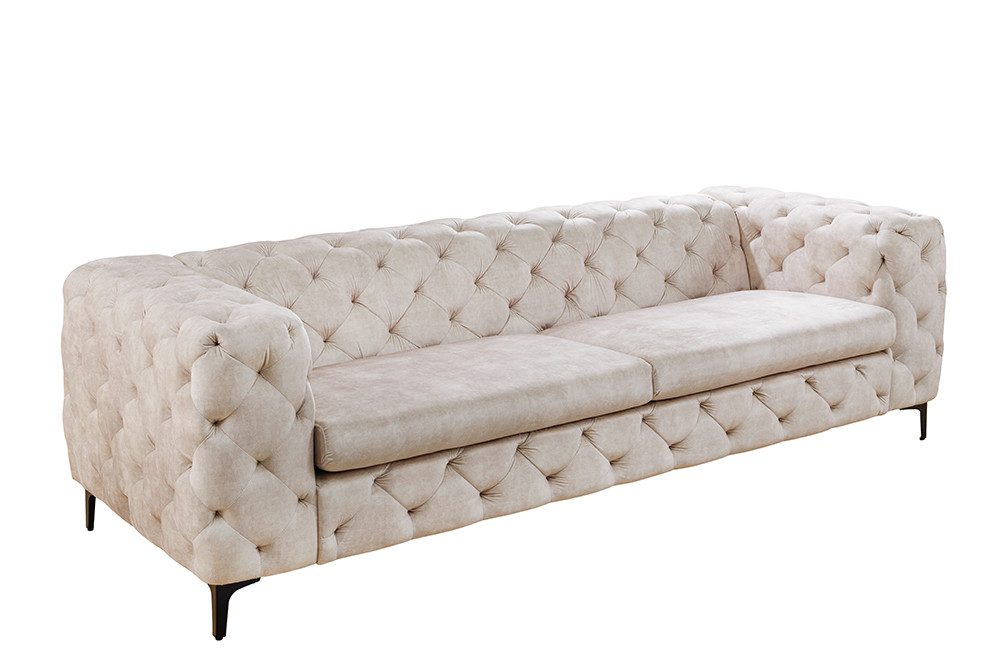 riess-ambiente 3-Sitzer MODERN BAROCK 235cm champagner beige – Samt, Federkern, Einzelartikel 1 Teile, Chesterfield-Design mit Ziersteppung – ideal für Wohnzimm – Bild 2 von 5