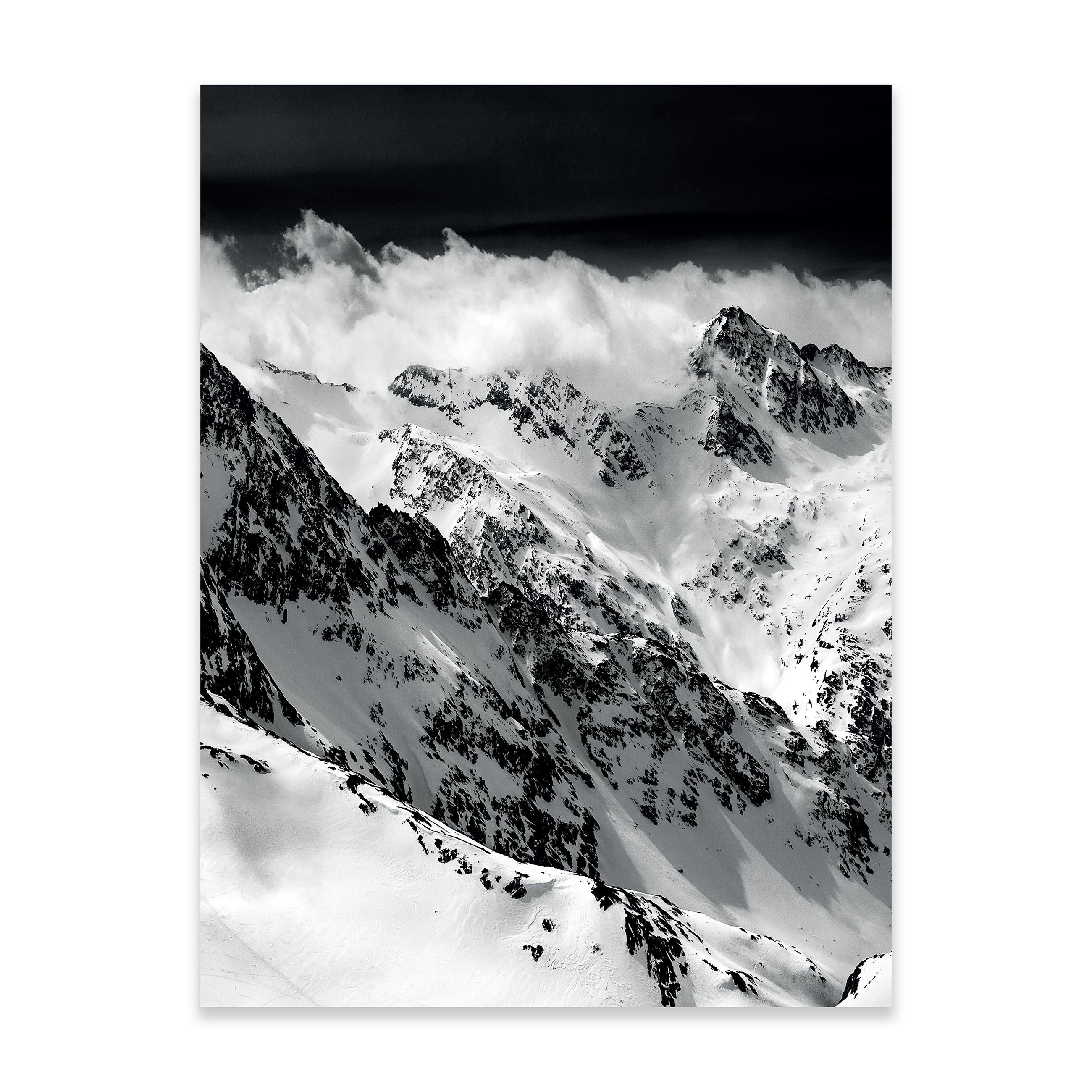 Poster schwarz-weiß Berge Wohnzimmer Schlafzimmer Kunstdruck Wandbild XXL