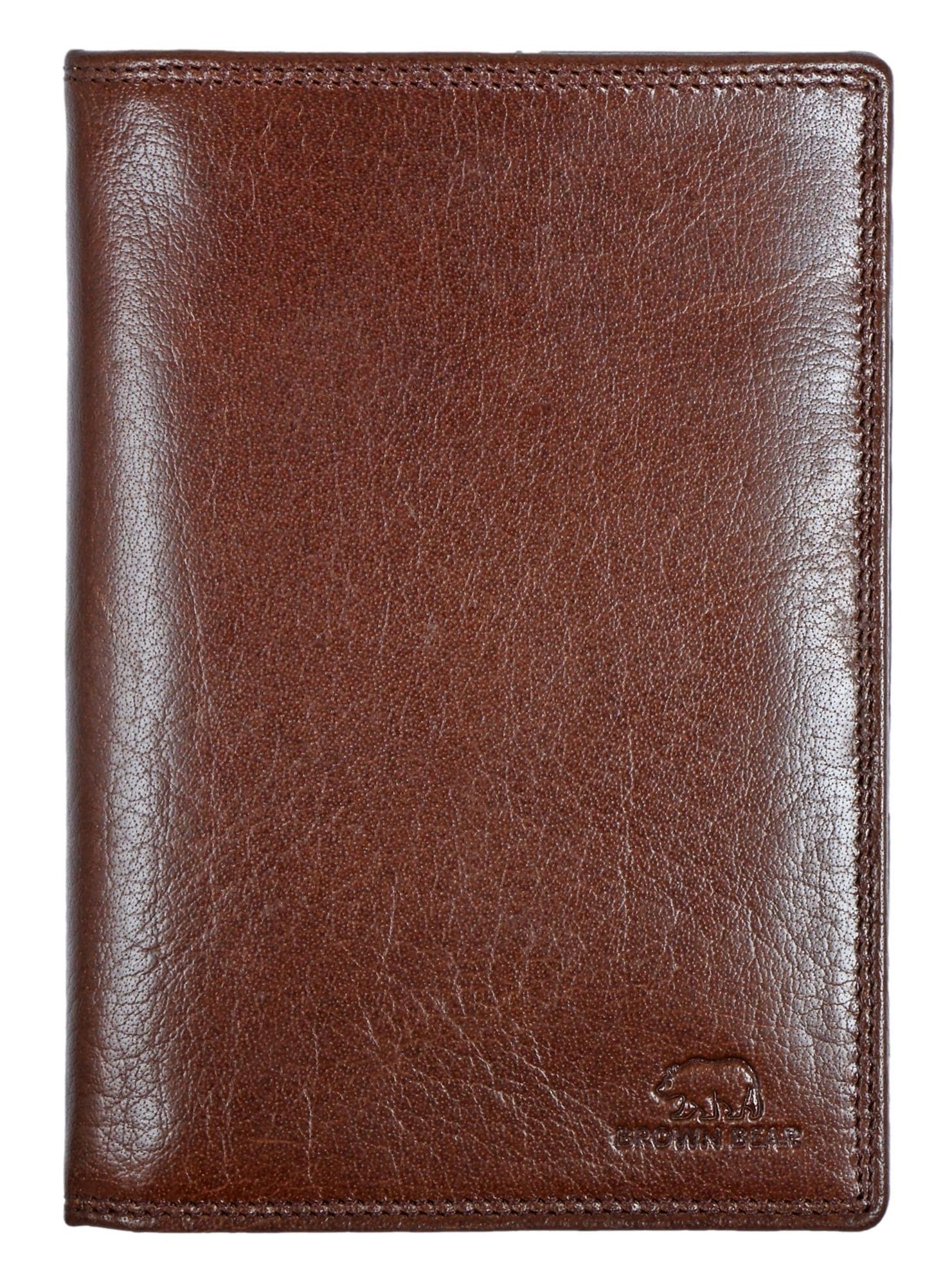 Brown Bear Brieftasche Classic 8013 ohne Münzfach 13 Kartenfächer Echtleder, 5 Ausweisfächer RFID Schutz Sichtfächer Braun Braun Toscana