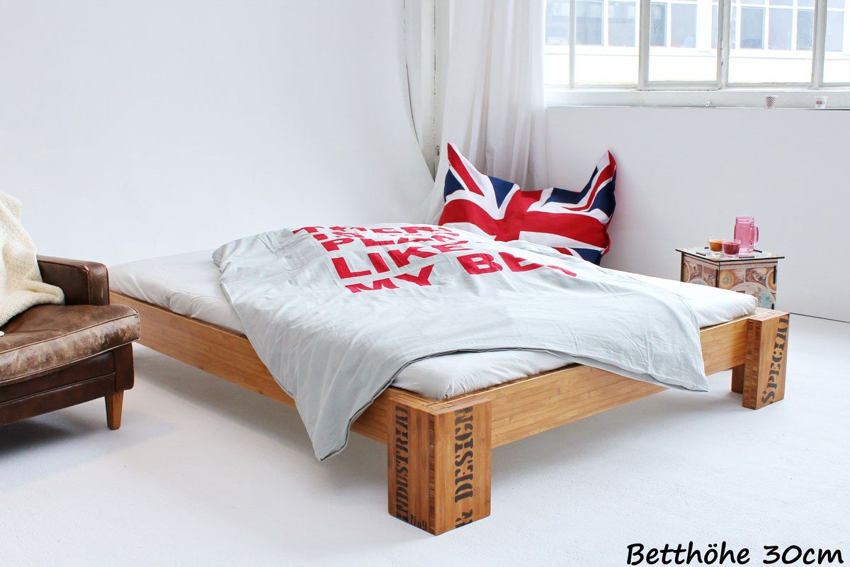 in verschiedene Industrial zwei Betthöhen OPUS Bambus Wohntraum - Steckbett Style 5min, 1001 Aufbau Massivholzbett Bett Rückenlehne, ohne wählbar, aus