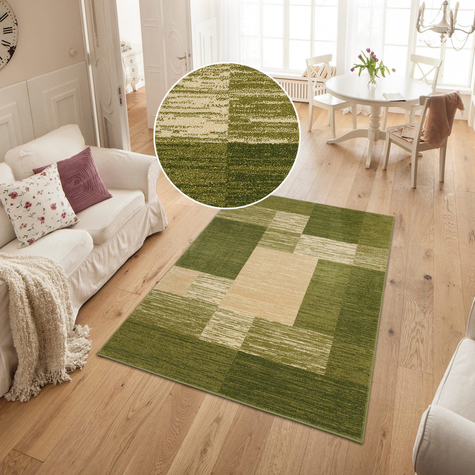 my home Teppich Melvin, rechteckig, Höhe: 8 mm, schön weich, Kurzflor Teppich Karo-Muster, Wohnzimmer, Esszimmer